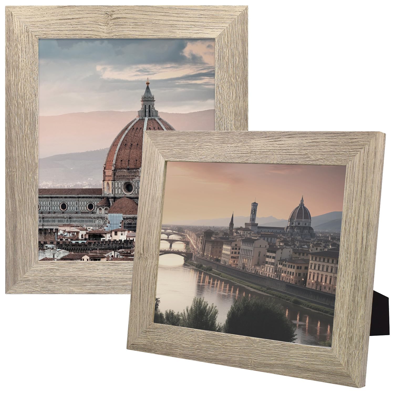 Golden State Art 8x10 Picture Frame - Country Wood Grain Style - Tabletop or Wall Display - Perfect for Photos, Gifts, Wedding Portraits & Home Decor (2 Pack, Beige) | Ideal for Living Room, Bedroom, Office & Gallery Wall Displays