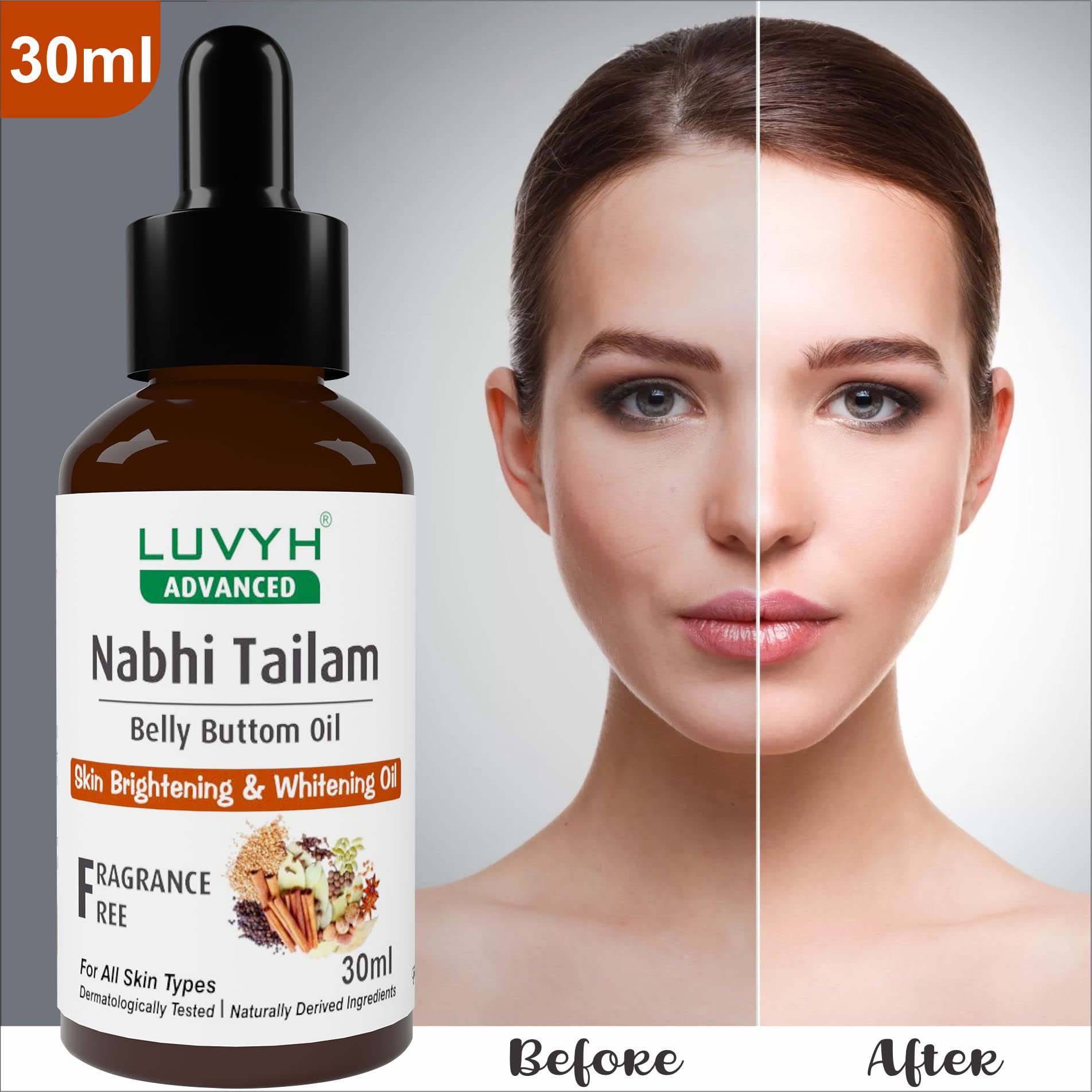Luvyh Face Serum for Smoothing & Brightening Skin - 30ml Nabhi Tailam - Hydrating Anti-Aging Treatment for Day & Night Use - Perfect for Dry, Dull Skin & Fine Lines Reduction