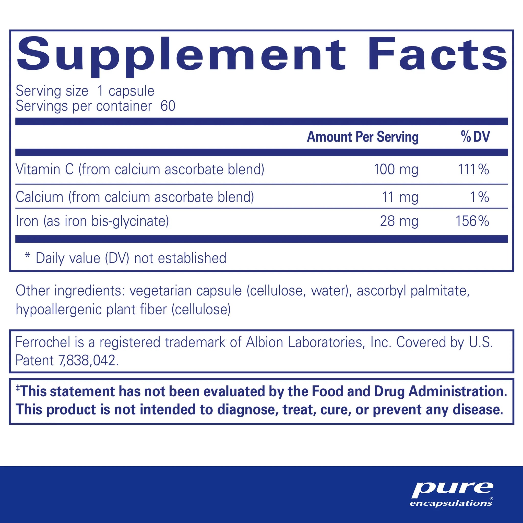 Optiferin C - 60 Capsules | Immune Support Supplement with Vitamin C | Boost Energy & Vitality for Daily Wellness