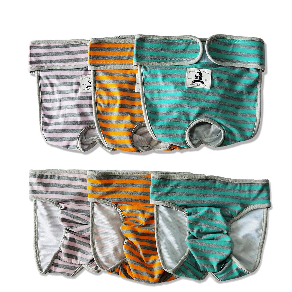 3 Pack Washable Reusable Dog Diapers for Female Dogs - Adjustable Velcro Waistline, Large Medium Breed, for Heat & Incontinence - Perfect for Indoor Use, Travel & Post-Surgery Care