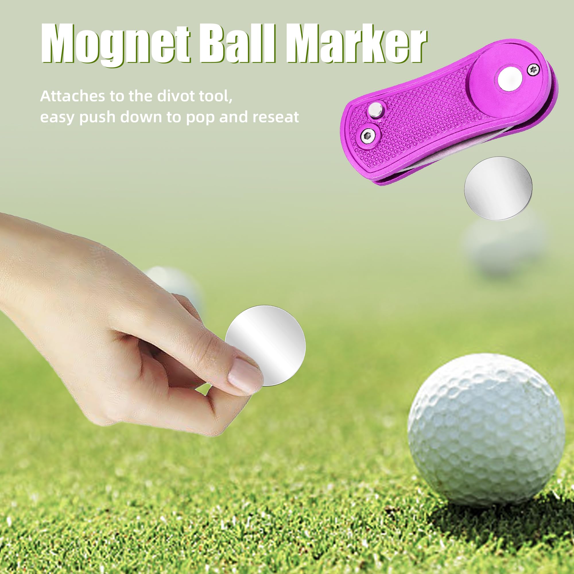 Premium All-Metal Golf Divot Repair Tool with Foldable Design, Pop-Up Button & Magnetic Ball Marker - Perfect for Golf Course Maintenance, Practice Greens & Tournament Play