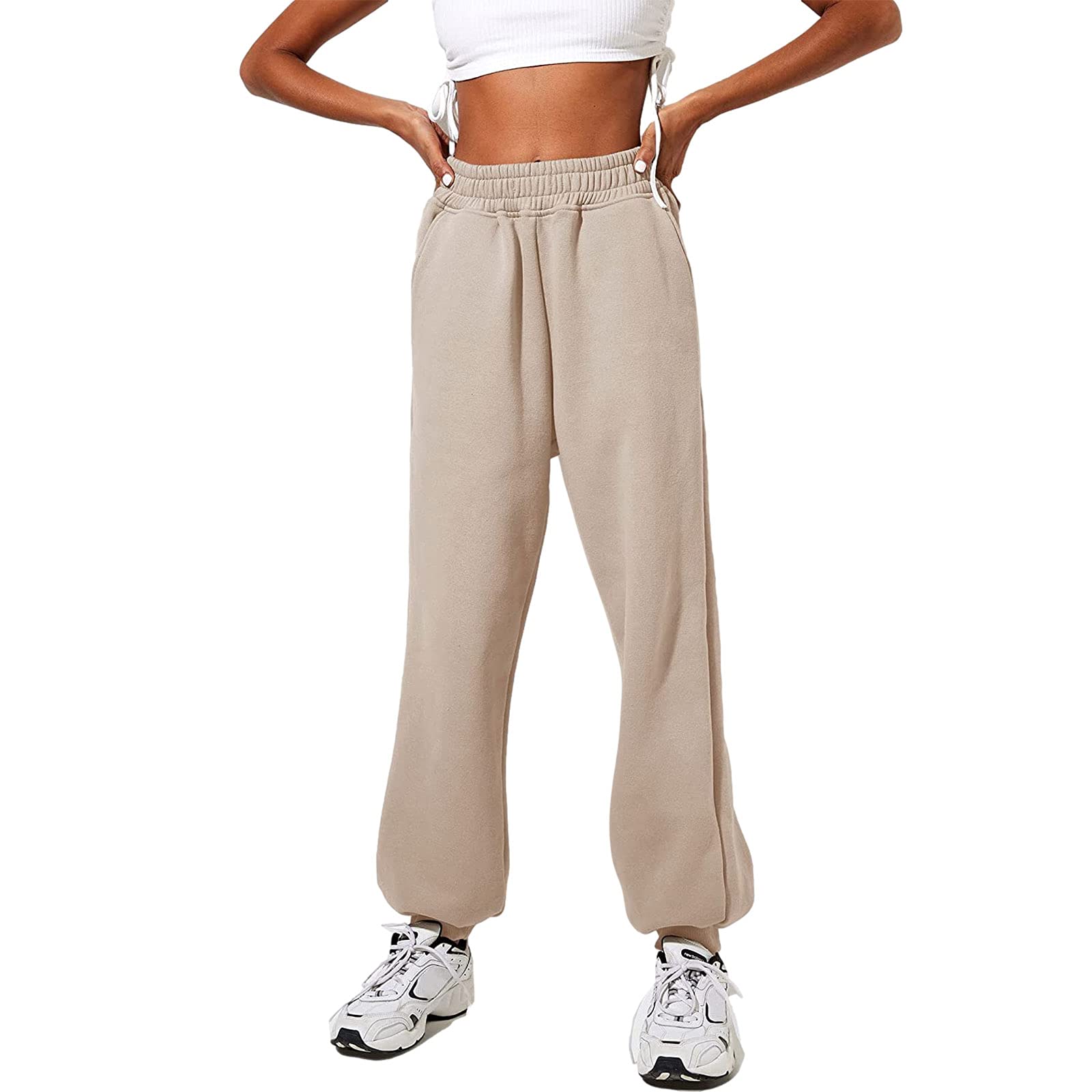 Women's High Waisted Fleece Lined Sweatpants - Soft Jogger Pants with Cinched Bottom for Workout, Yoga & Lounge - Warm Winter Athletic Pants for Running, Gym & Casual Wear