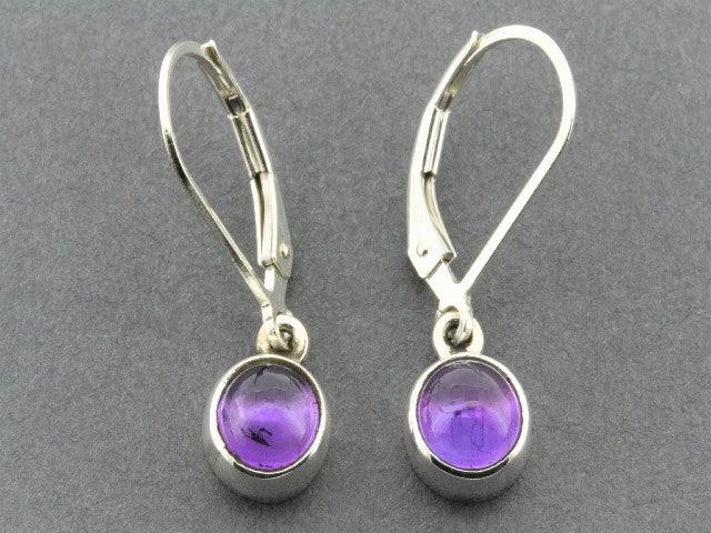 7mm Bezel Earrings - Genuine Amethyst & Sterling Silver - Elegant Jewelry for Women, Perfect for Parties, Weddings & Everyday Wear