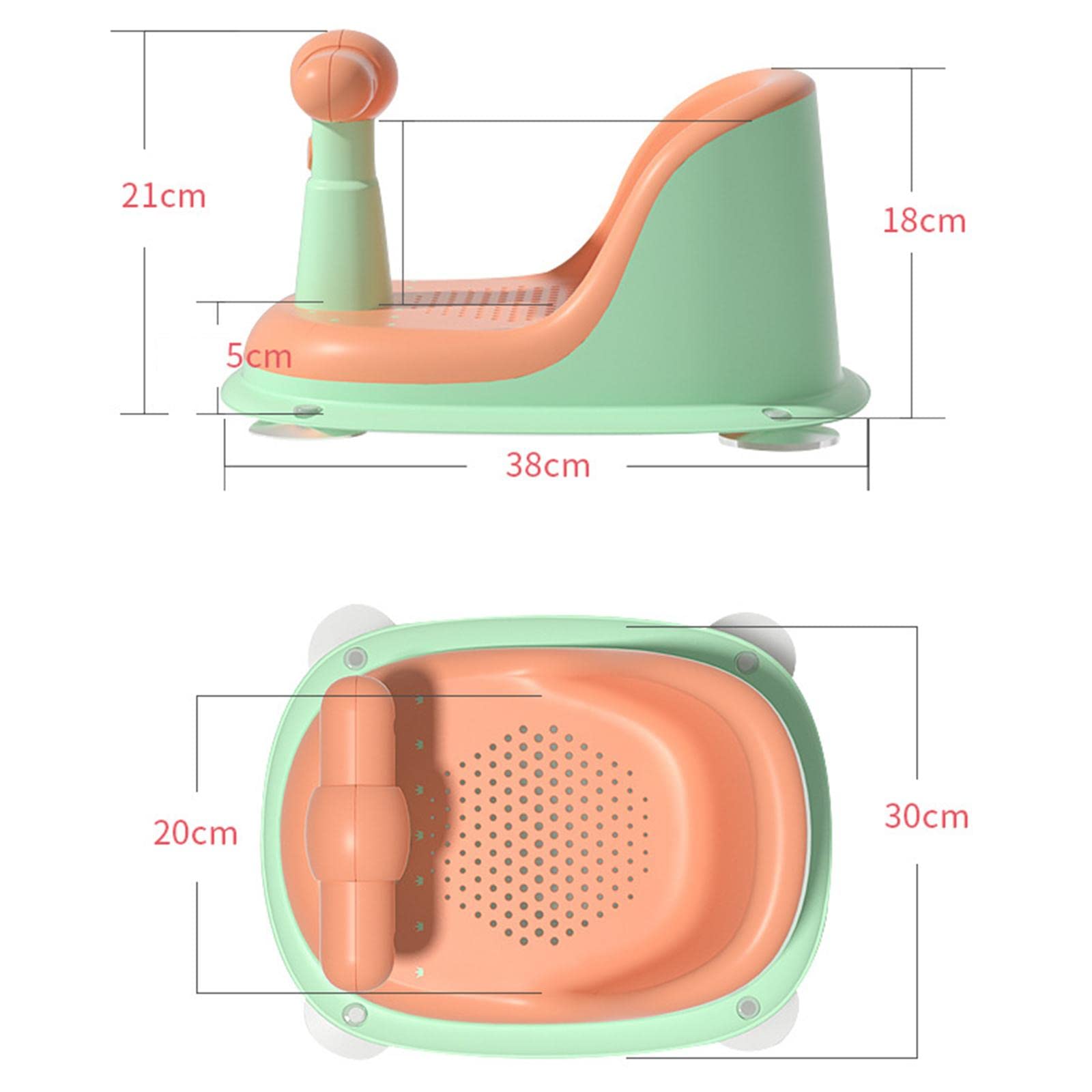 Anti-Slip Baby Bathtub Seat with Soft Cushion - Safe Bath Seat Support for Infants 6+ Months (Green & Orange) - Perfect for Secure Bathing & Toddler Safety