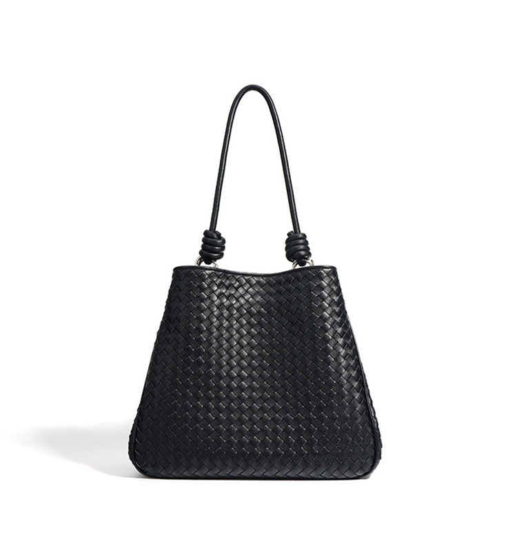 Knotted Strap Woven Tote Bag - Stylish Handmade Beach Bag for Women, Perfect for Shopping, Travel & Summer Outings