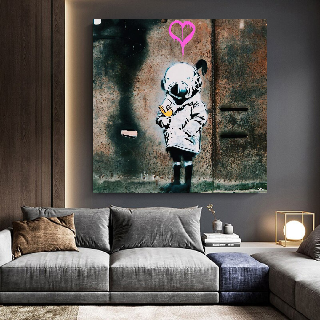 Banksy Space Girl and Bird Wall Art - Stunning Canvas Print for Home & Office Decor | Perfect for Living Room, Bedroom, and Gift Giving