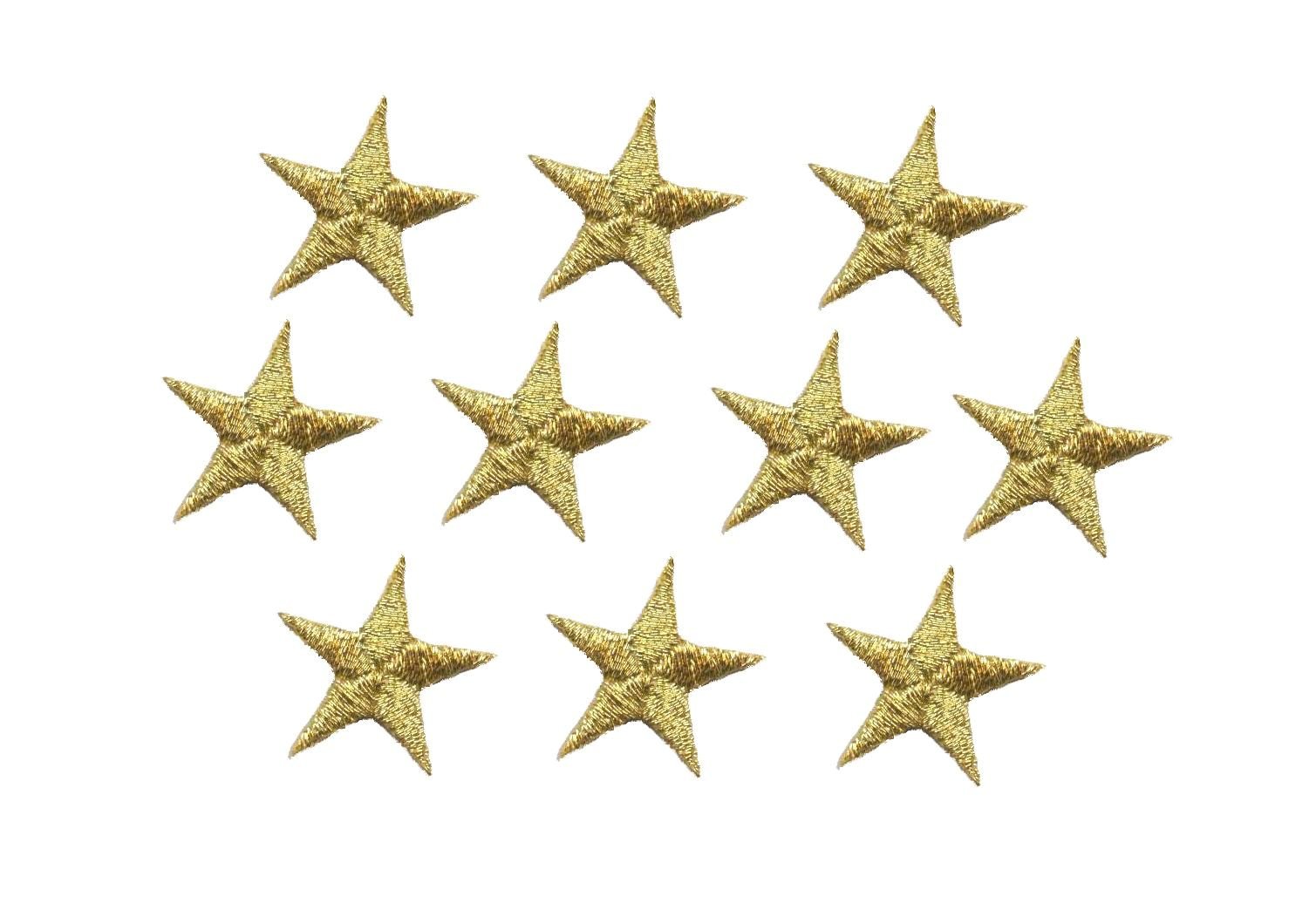 5/8 Inch Gold Embroidered Iron-On Star Patches (10 Pieces) - Perfect for DIY Crafts, Clothing Customization, and Backpack Decoration