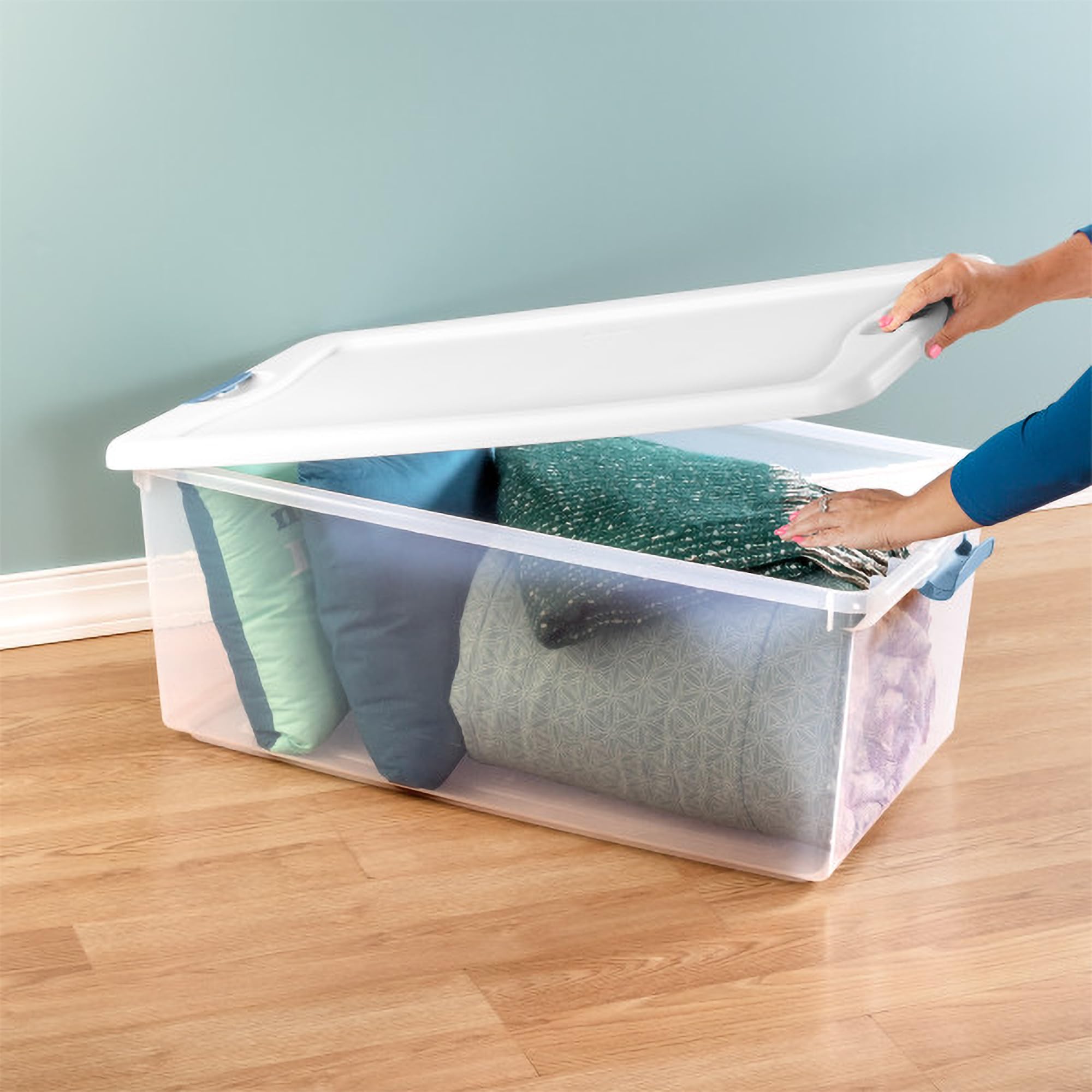 Sterilite 8-Pack 106 Quart Clear Plastic Storage Bins with Latching Lids - Stackable Organizer for Home, Office, Garage & Closet Storage Solutions