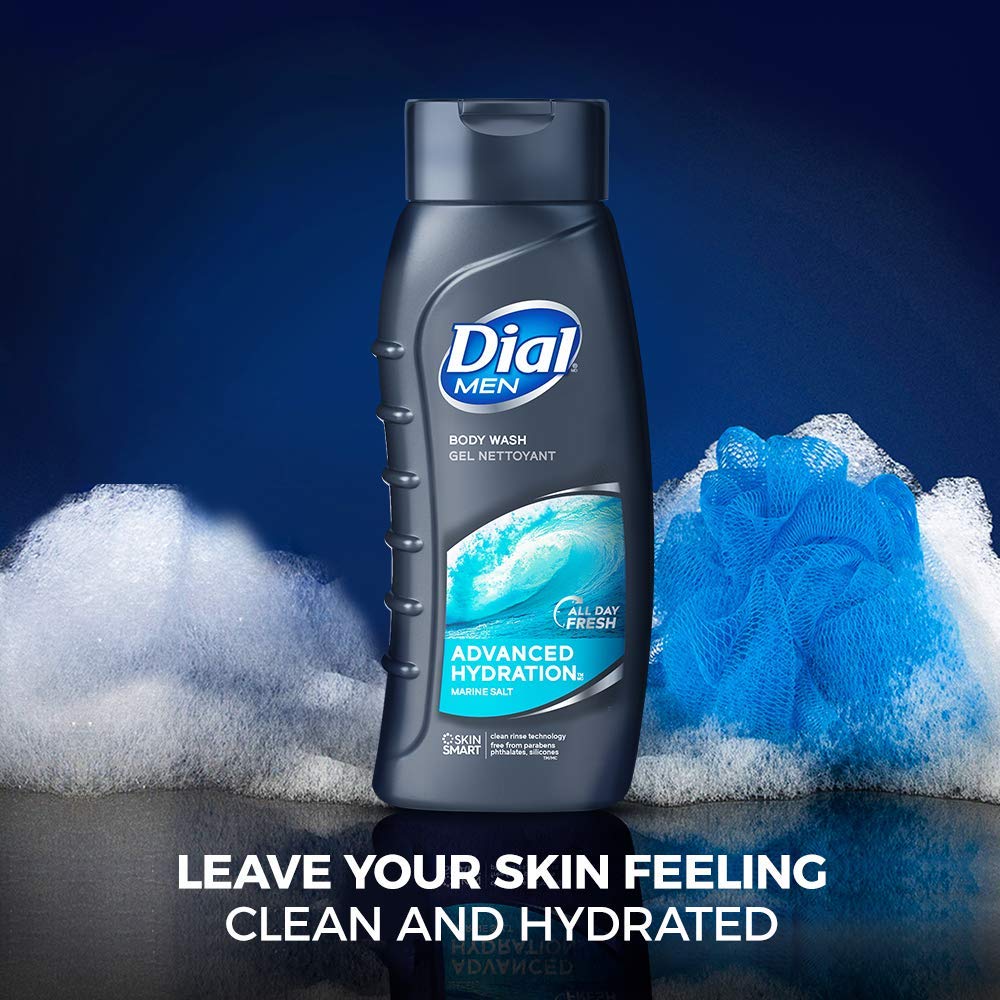 Dial Men Body Wash for Dry Skin - Advanced Hydration Formula, 16 fl oz (Pack of 6) - Refreshing Shower Gel for Daily Use, Gym & Post-Workout Cleansing
