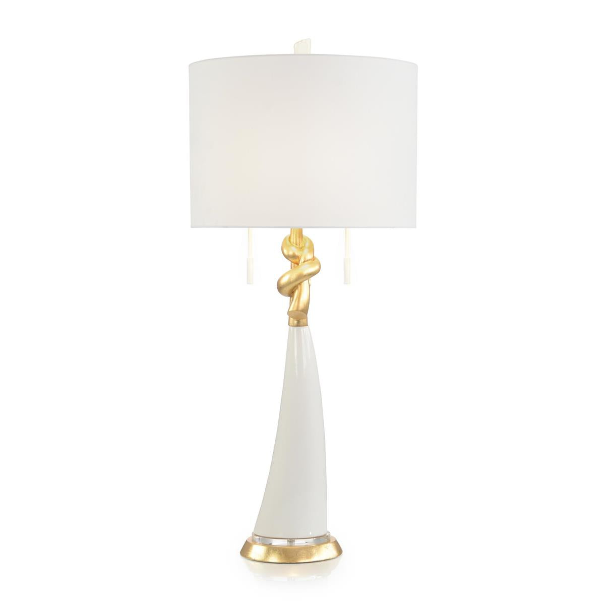 Adore Knot Table Lamp - Silver & White Modern Decorative Lighting for Bedroom, Living Room & Office