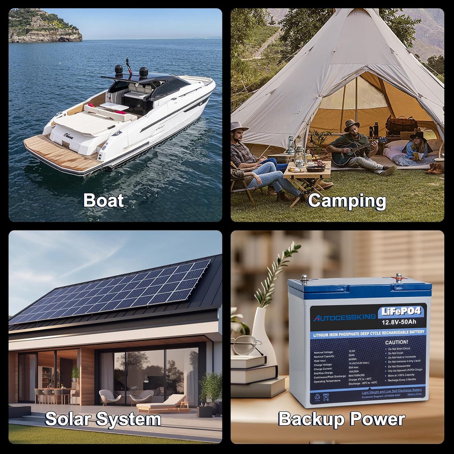 12V 50Ah LiFePO4 Lithium Battery with Built-in BMS & Low Temperature Protection | 4000+ Deep Cycles | Rechargeable Power Supply for Camping, Solar Systems, Marine Boats, RV & Emergency Backup (2 Pack) | Ideal for Off-Grid Living & Outdoor Adventures