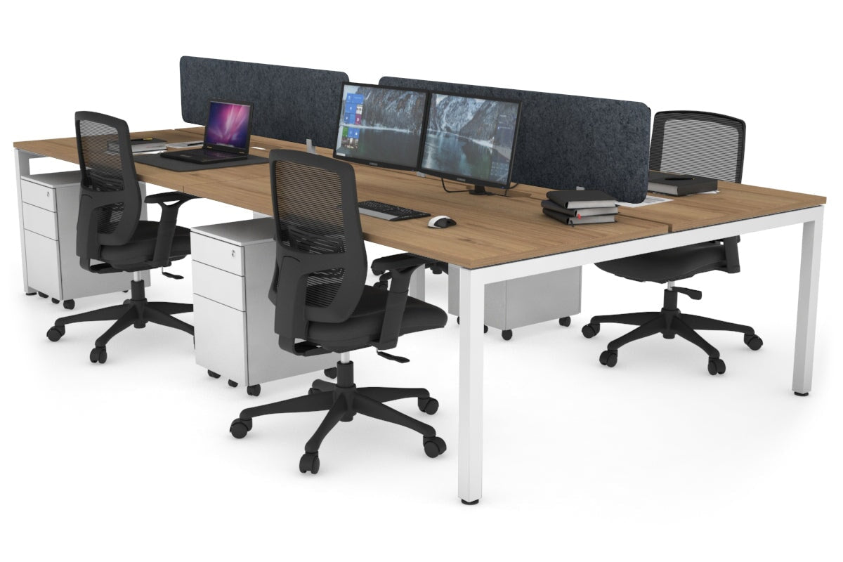 4-Person Office Workstation with Quadro Square Legs - 1800L x 800W Desk with Cable Management Scallop | Perfect for Collaborative Workspaces & Open Office Environments