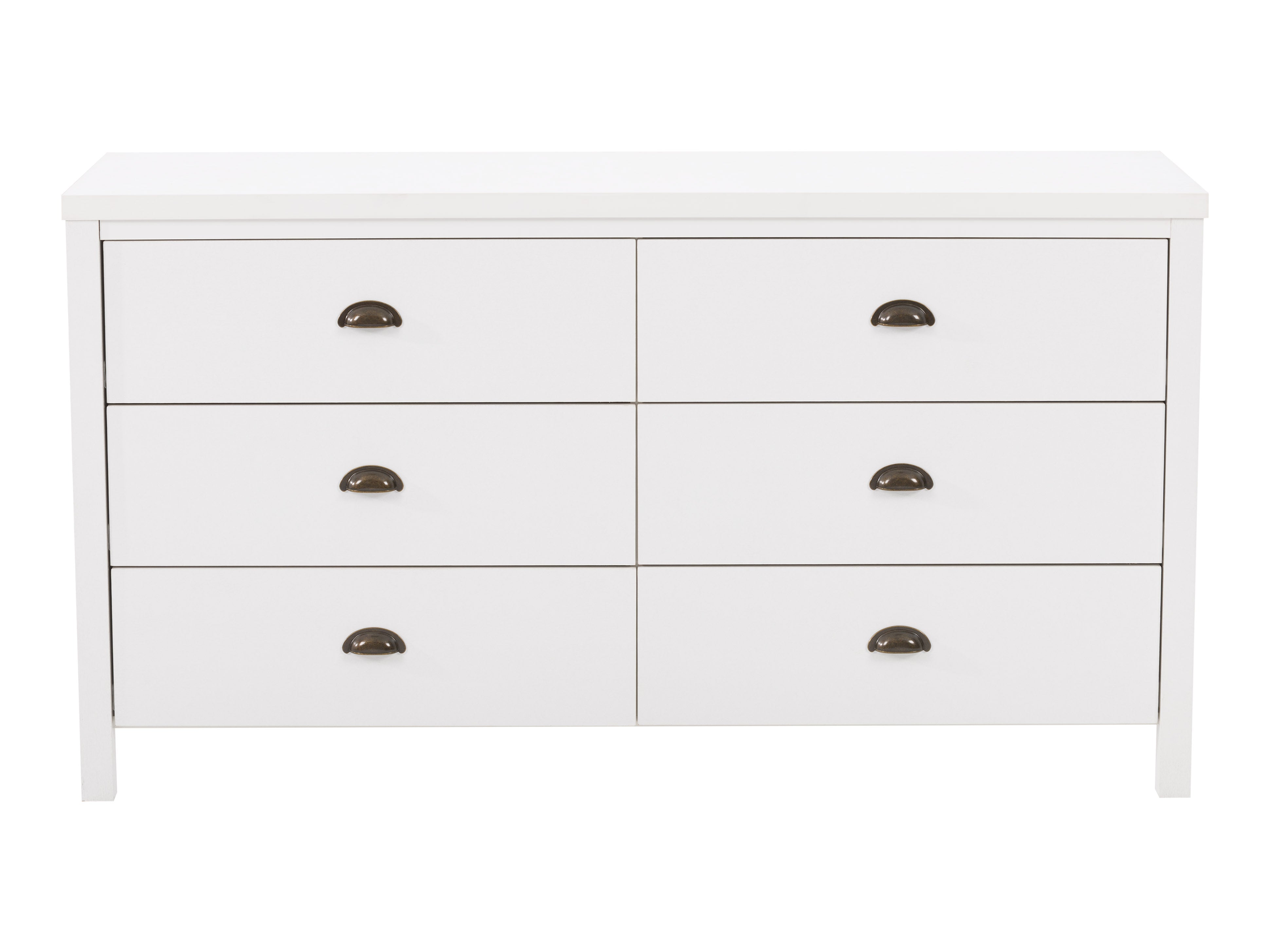 White 6-Drawer Wide Dresser with Interlocking Drawers - Spacious Bedroom Storage Organizer for Clothes, Linens & Accessories | Perfect for Master Bedroom, Guest Room or Dorm