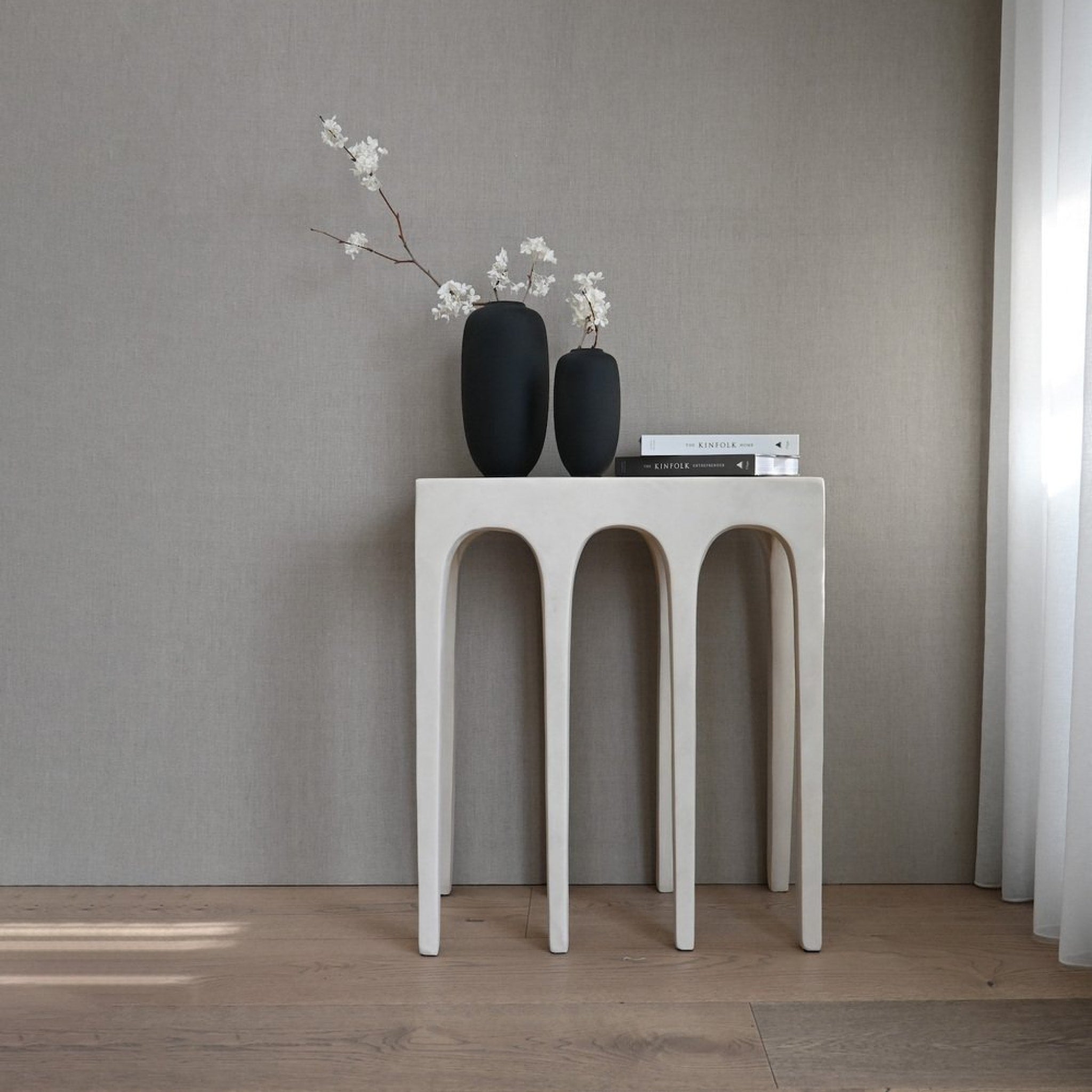101 COPENHAGEN Bow Console Table - Modern Scandinavian Birch Wood Entryway Furniture for Hallway, Living Room & Bedroom Decor