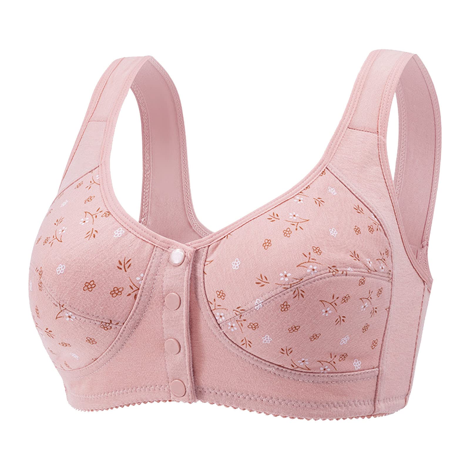 Women's Wireless Push Up Sports Bra with Front Snap Closure - Full Coverage Comfort for Seniors & Active Lifestyles - Perfect for Yoga, Gym Workouts and Everyday Wear