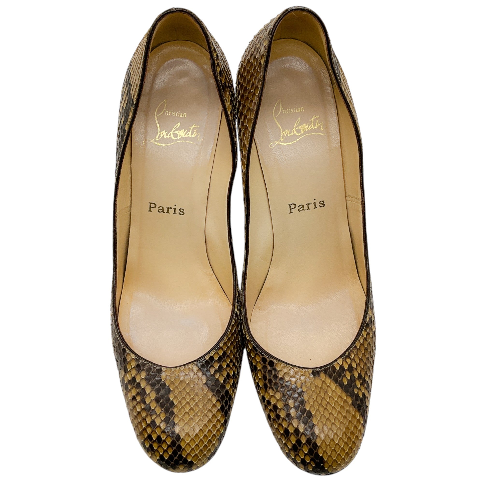 Christian Louboutin Tan Python Pumps - Luxury Women's High Heels for Weddings & Evening Events