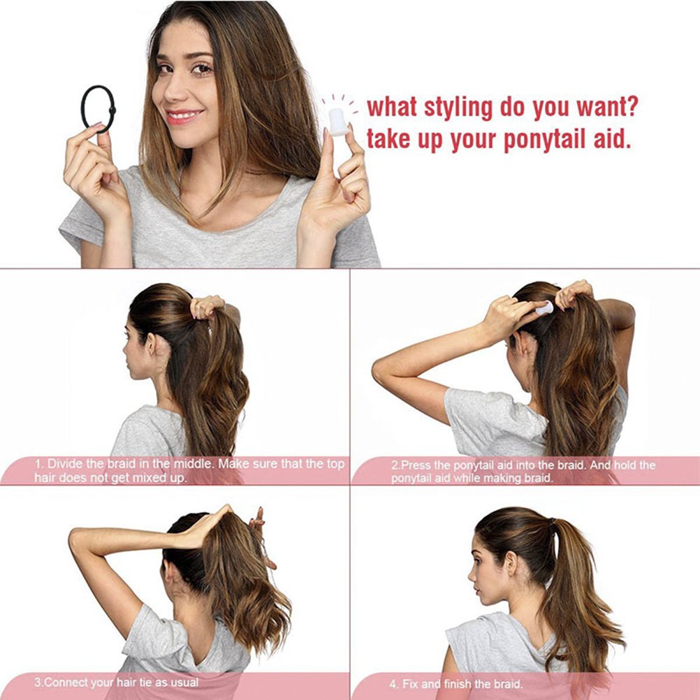 Crystal Clear Ponytail Holders & Volume Enhancer - Fashion Hair Bun Maker & Magic Styling Tool for Women & Girls - Perfect for Parties, Weddings, and Everyday Hairstyles