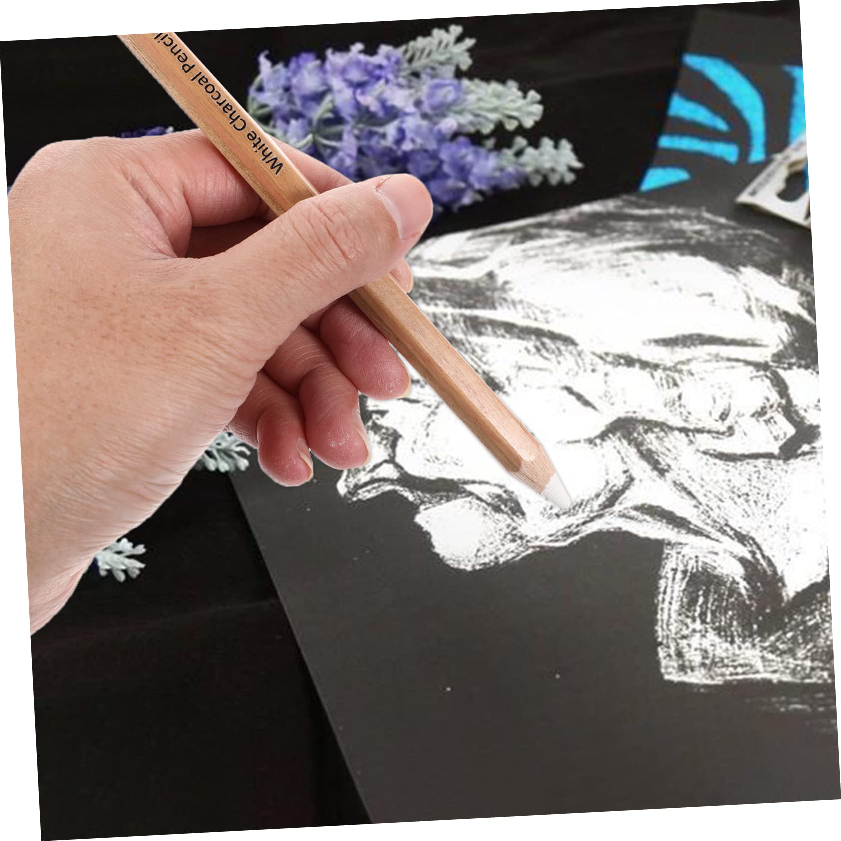 TEHAUX 3-Pack White Charcoal Pencils for Artists & Students - Sketching & Shading