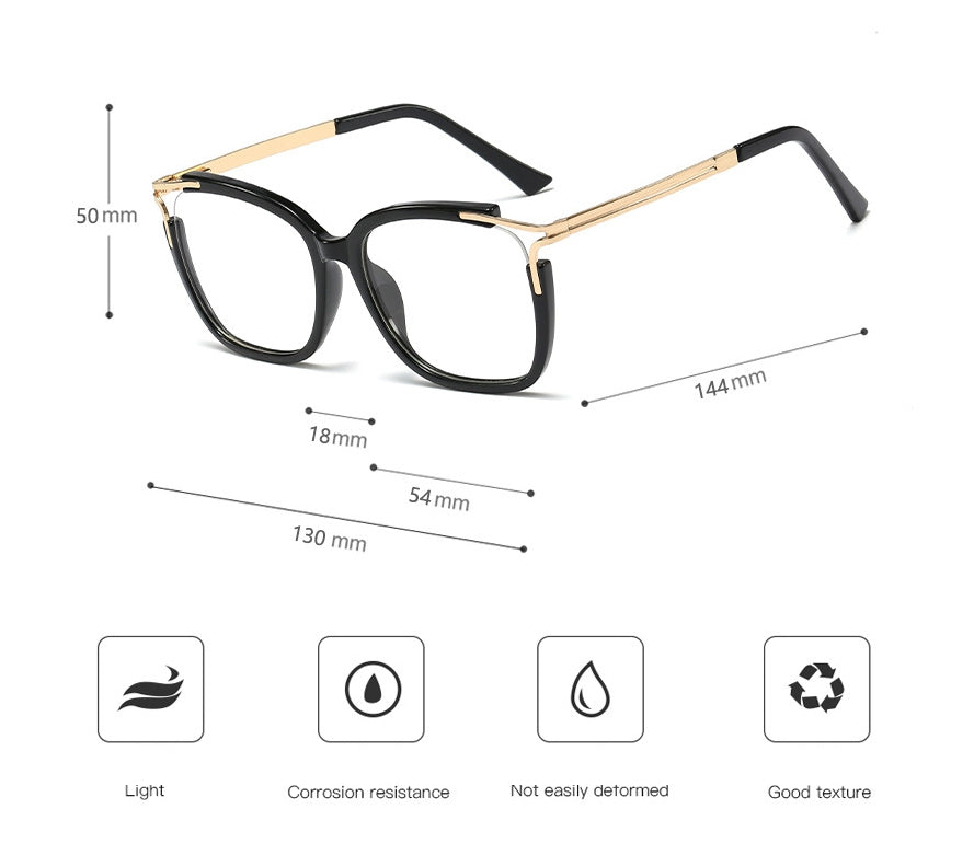 CCspace Unisex Full Rim Square Cat Eye Acetate Frame Eyeglasses 48054 - Trendy Retro Style for Men & Women - Perfect for Reading, Fashion, and Daily Wear