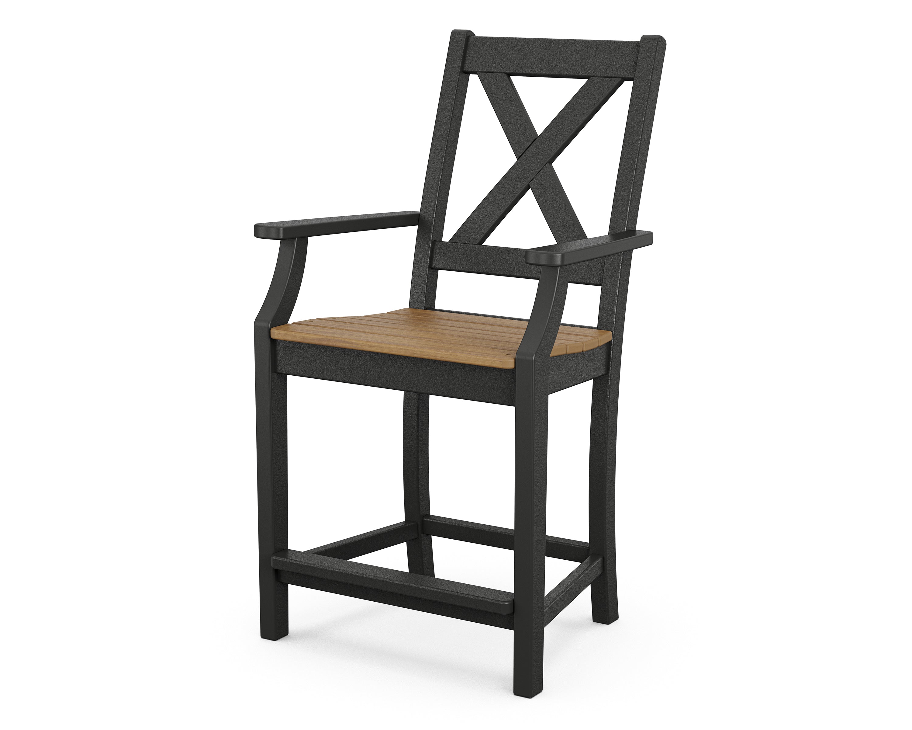 POLYWOOD Braxton Counter Height Arm Chair - Durable Outdoor & Indoor Bar Stool for Kitchen, Patio, and Dining - Weather-Resistant & Comfortable Seating