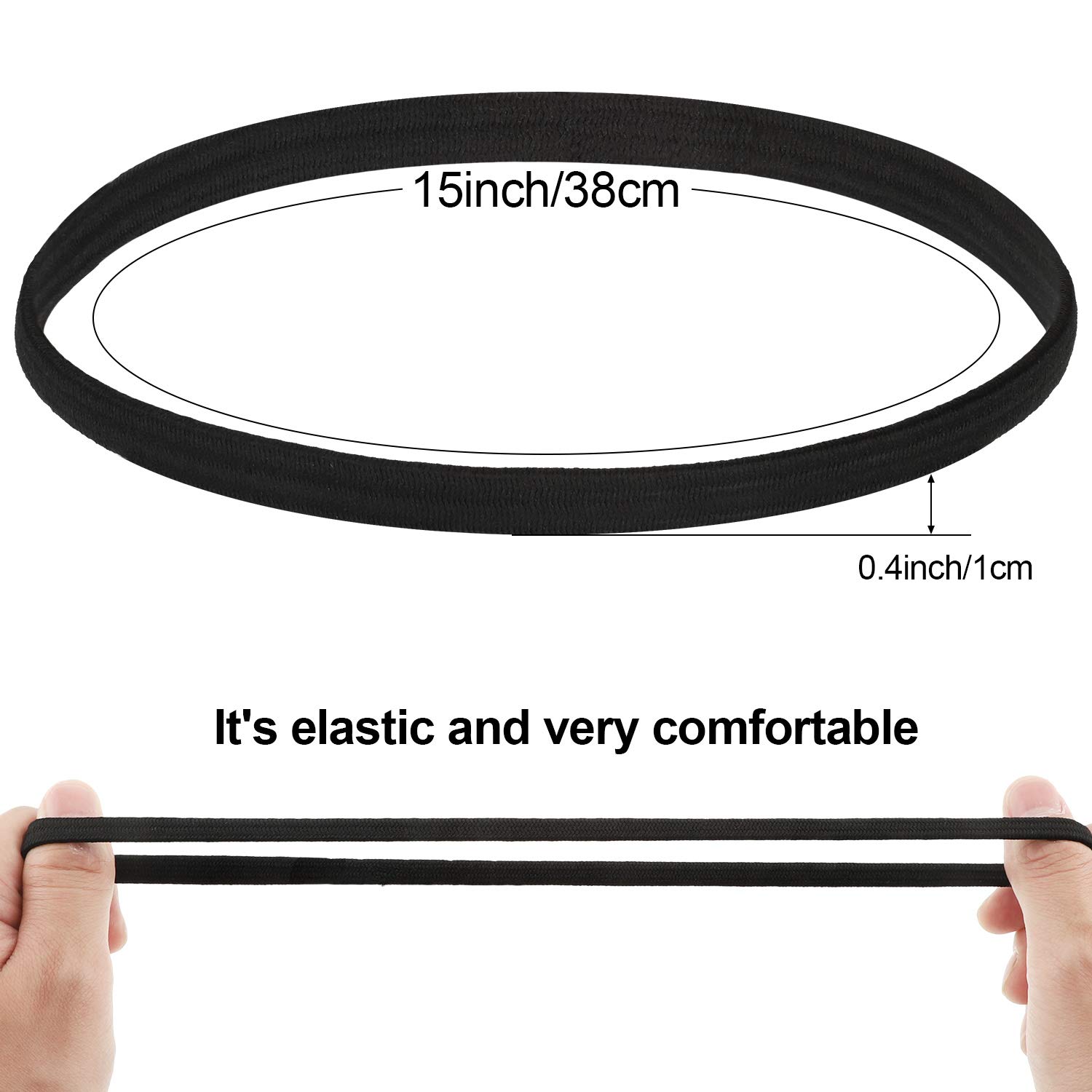 24-Piece Thin Sports Elastic Headbands - No Crease Soft Hair Bands for Men & Women | Running, Basketball, Soccer, Tennis, Yoga & Workout Accessories | Sweat-Wicking Athletic Headwear for Gym, Sports & Daily Fitness Activities