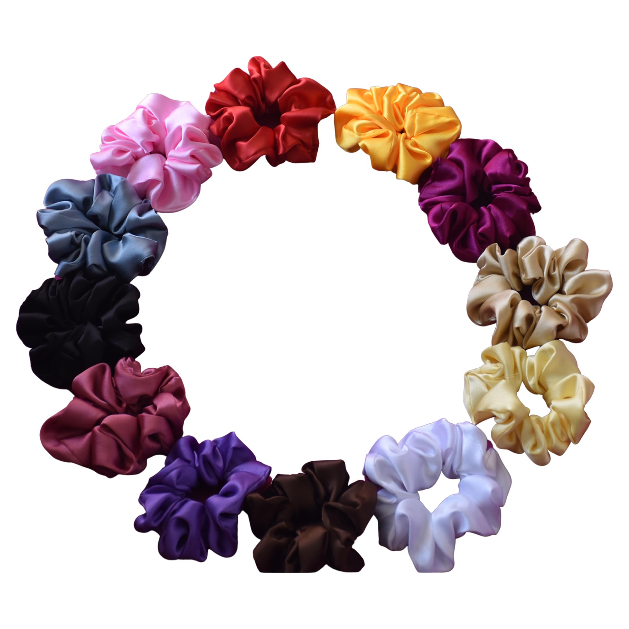 Silky Satin Scrunchies for Women & Girls - Soft Ponytail Holders Hair Ties (10-Pack, Multicolor) - Perfect for School, Work, Gym & Everyday Use