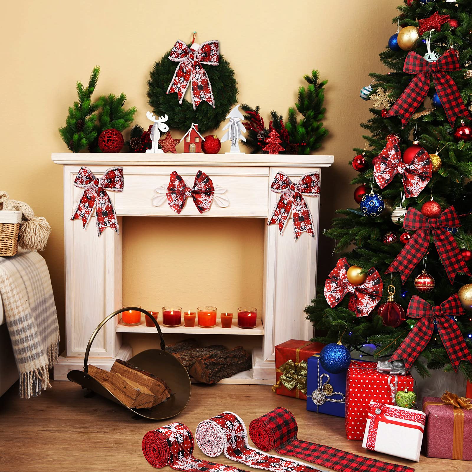 Geosar 3 Rolls Christmas Ribbon Wired, 2.5