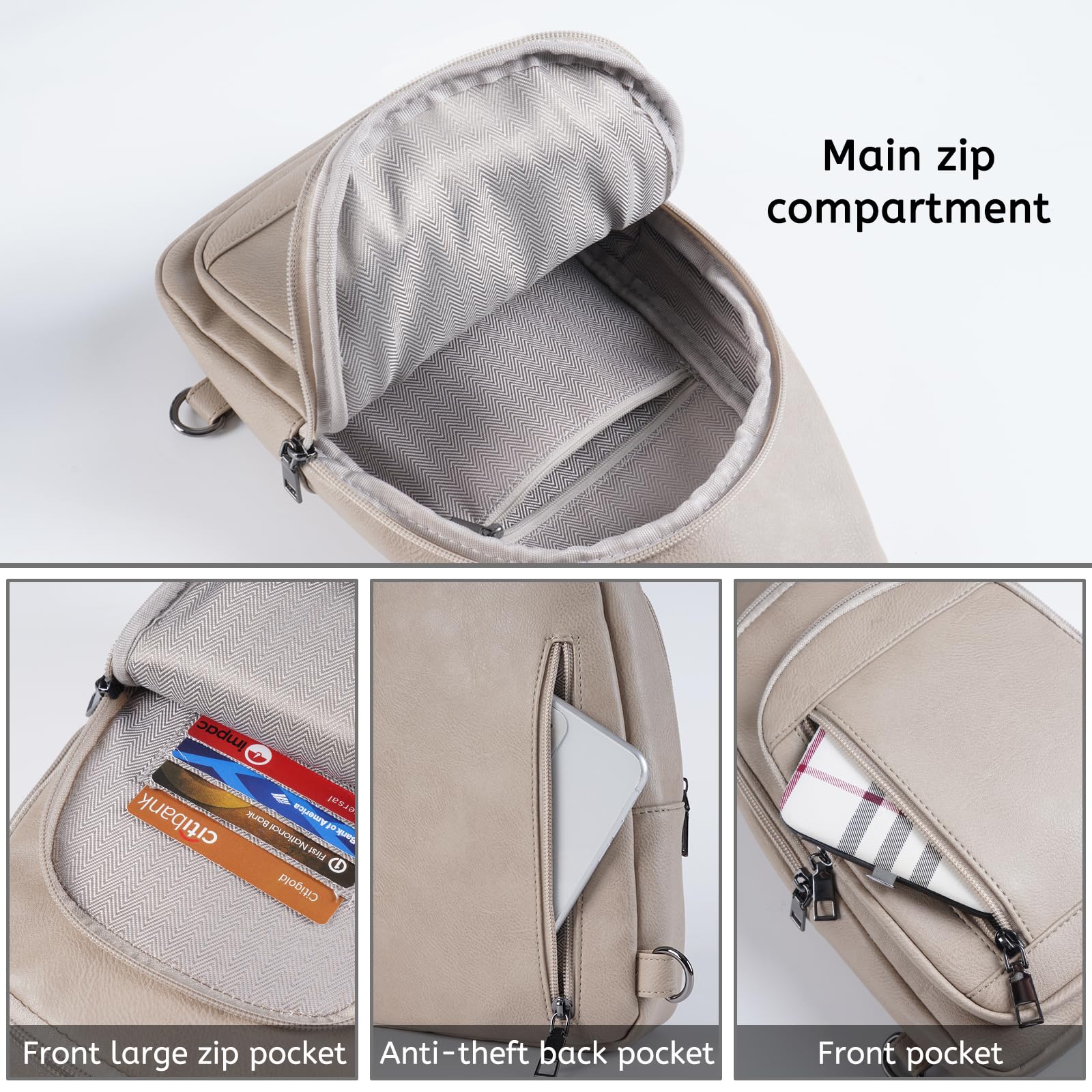 PU Leather Sling Bag for Women - Small Crossbody Backpack, Multipurpose Chest Bag for Cycling, Travel & Everyday Use
