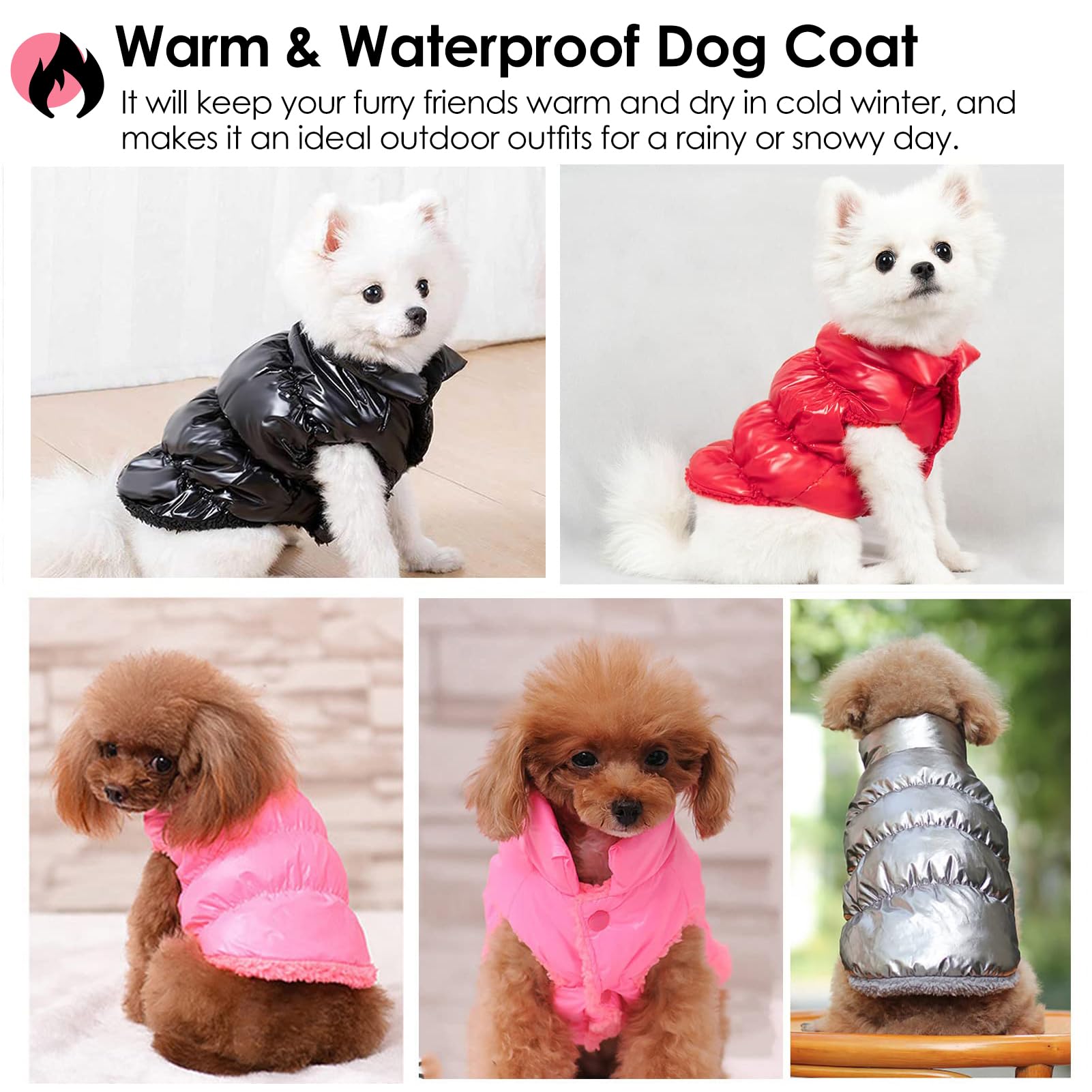 **AOFITEE Waterproof Winter Dog Jacket - Fleece-Lined Puffer Coat for Small & Medium Dogs, Warm Snowsuit Vest for Cold Weather (Pink, 3XL) - Perfect for Outdoor Walks, Snow Play & Winter Adventures**