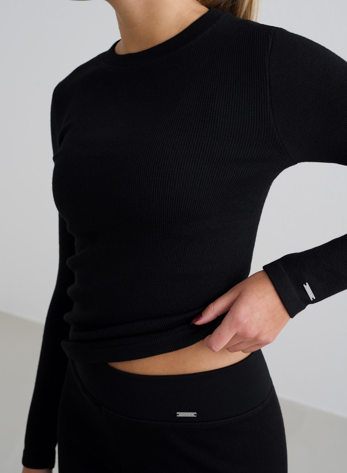 Black Ribbed Wool Sweater and Skirt Set - Women's Winter Knitwear Outfit for Casual & Office Wear