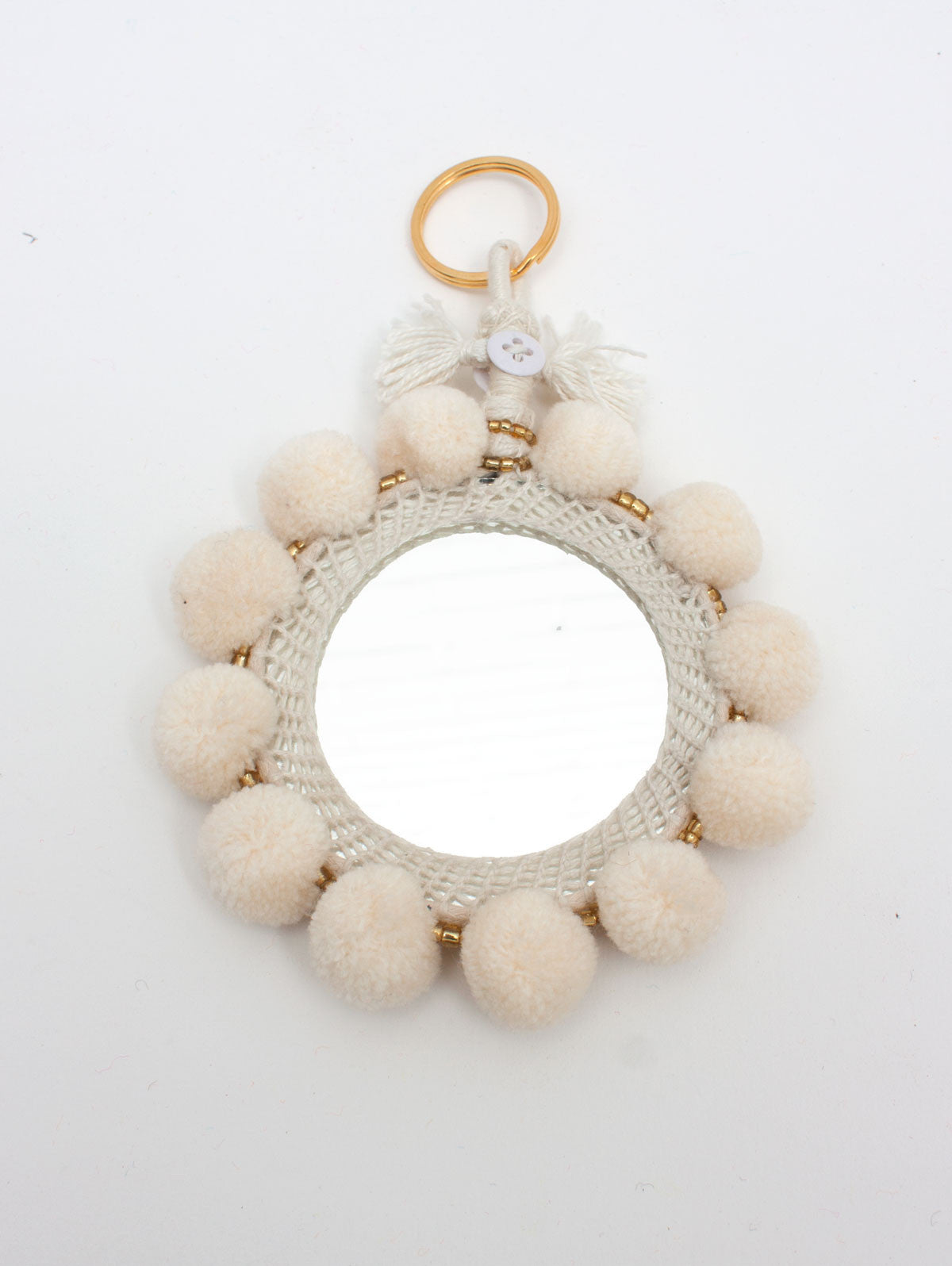 Super Soft Pom Pom Mirror Keychains - Large Size, Cute & Stylish Accessories for Women, Girls, Teens - Perfect for Handbags, Backpacks, Wallets & Key Organization