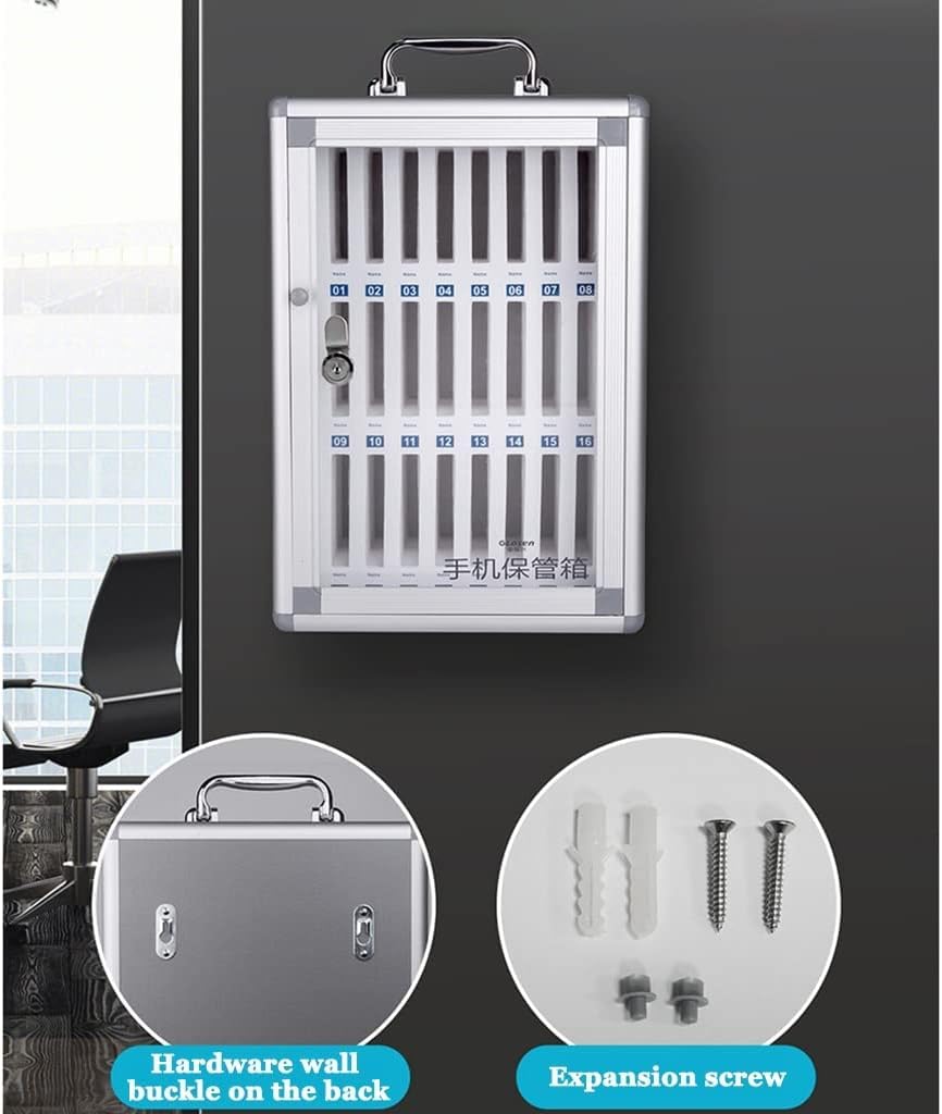Lockable Alloy Clear Phone Storage Cabinet for Office & Classroom - Holds 12 Cell Phones | Secure Mobile Device Organizer for Teachers, Retail Stores & Workplaces