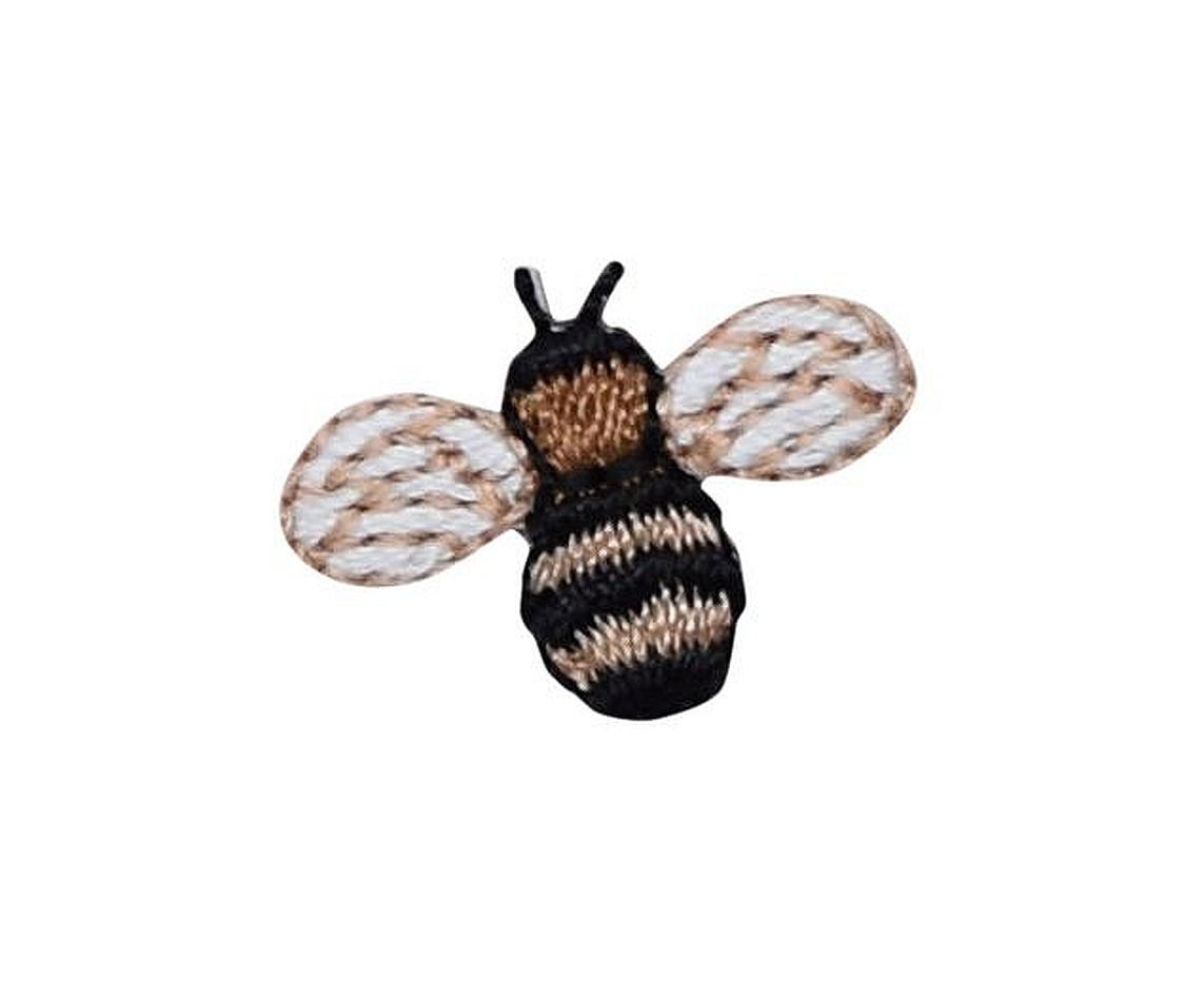 Mini & Small Bee Embroidered Iron-On Patch - Brown & Black Colors - Perfect for DIY Crafts, Jackets, Backpacks & Denim Customization