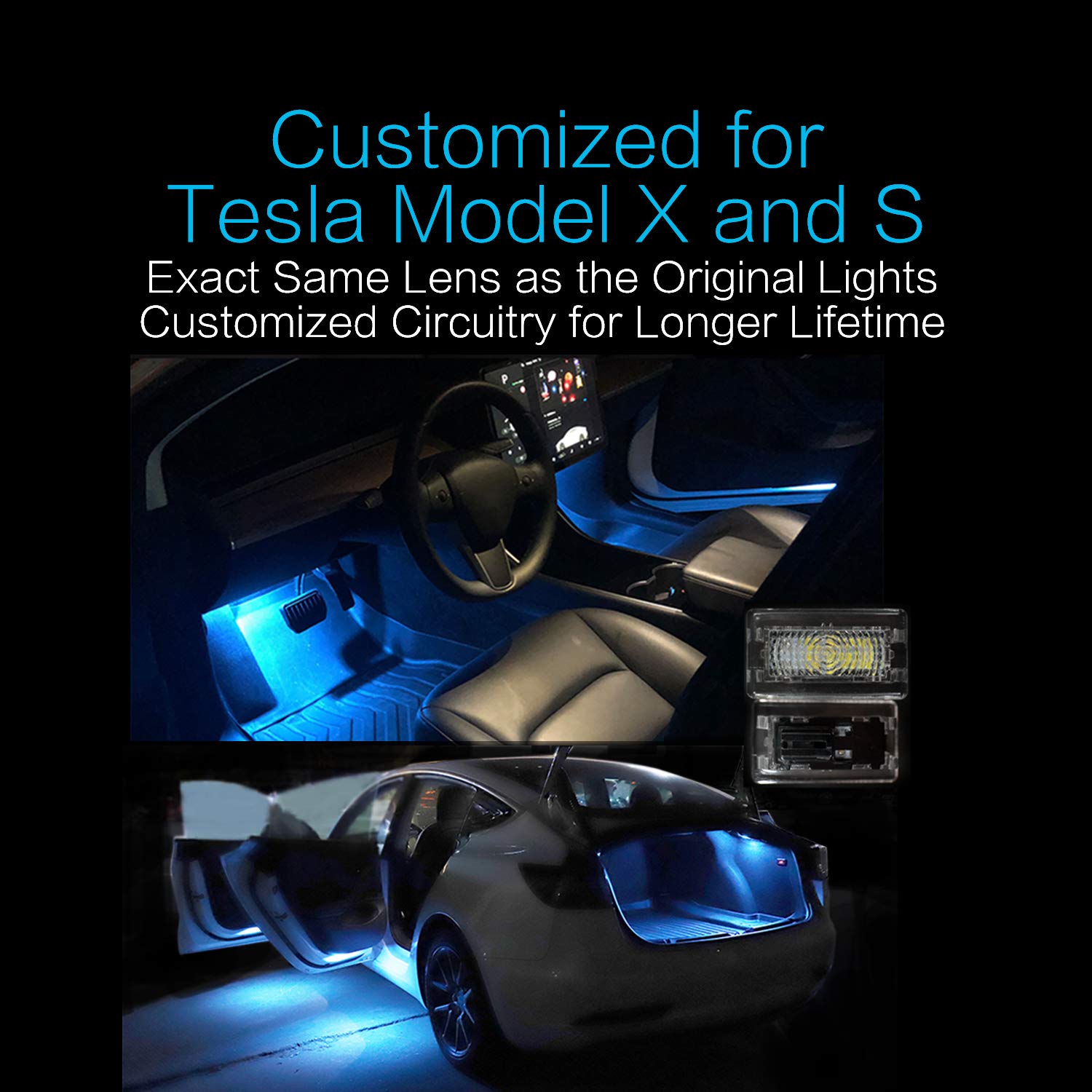 Ultra-Bright LED Interior Light Bulbs Kit for Tesla Model S & Model X - Easy Plug & Play Replacement Lights (9 Pack) | Perfect for Trunk, Frunk, Door Puddle & Glove Box Lighting Upgrade | Enhance Night Visibility & Modern Aesthetics