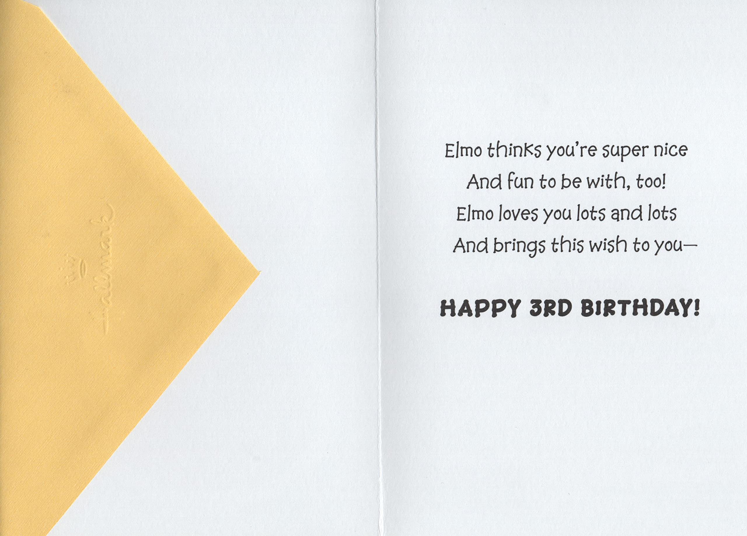 Happy 3rd Birthday Card with Sesame Street Elmo - Perfect for Kids Birthday Parties & Celebrations