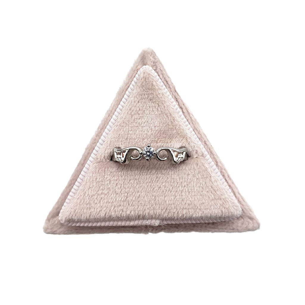 CHBC Velvet Double Ring Box Triangle Wedding Ceremony Ring Holder with Detachable Lid - Perfect for Engagement, Vow Renewal & Jewelry Display