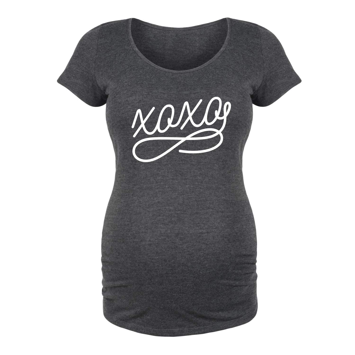 Bloom Maternity XOXO Script Maternity Scoop Neck T-Shirt - Soft Cotton Pregnancy Tee for Expecting Moms - Perfect for Casual Wear, Baby Showers & Maternity Photos