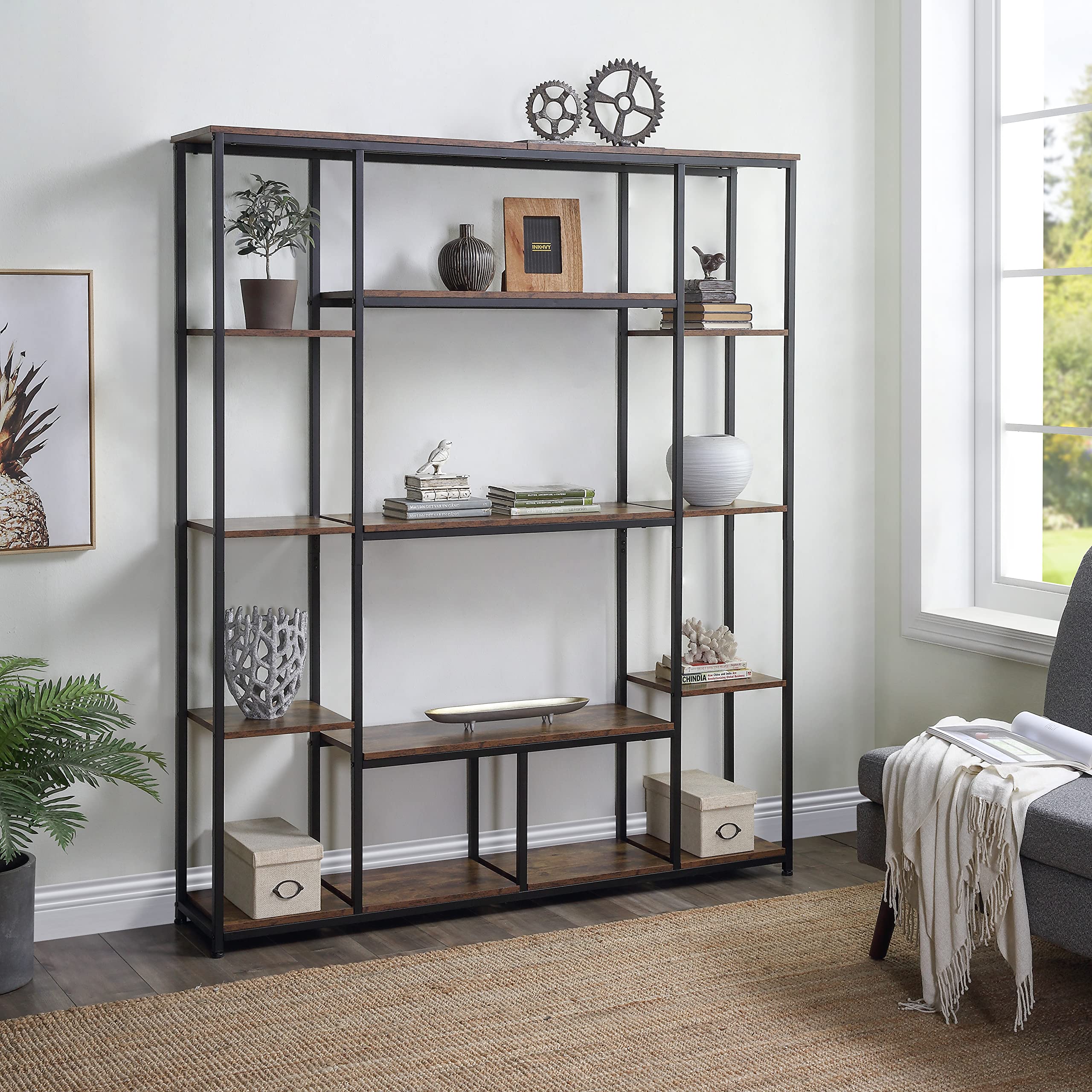 5-Tier Bookcase with Metal Frame - Sturdy Freestanding Bookshelf for Home Office, Living Room & Bedroom Storage - Open Design for Books, Decor & Organizing Essentials