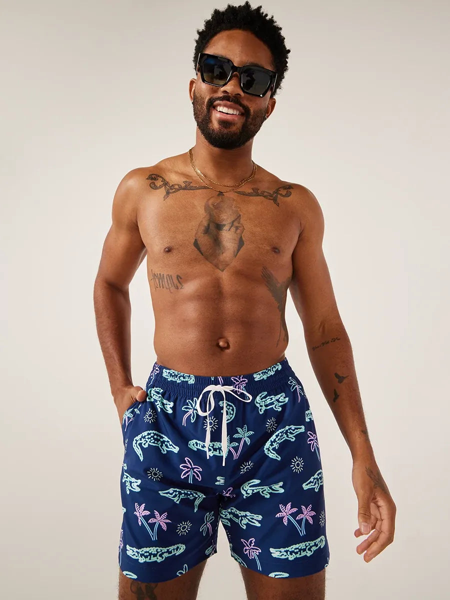 Chubbies 5.5 Inch The Neon Glades Swim Trunks for Men - Quick-Dry Navy Swim Shorts with Pockets | Perfect for Beach, Pool, and Summer Vacations