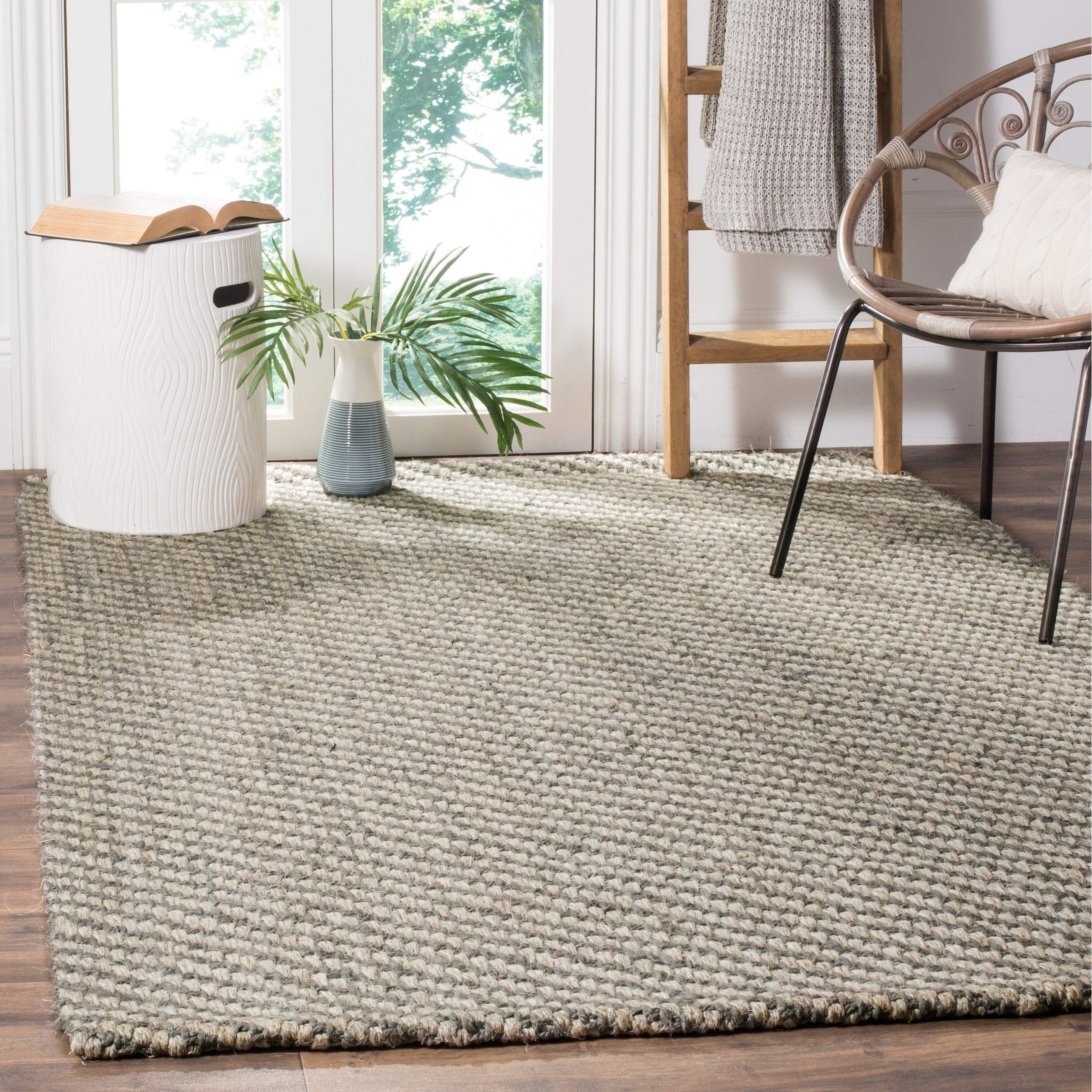 SAFAVIEH Handmade Sisal & Jute Area Rug 8' x 10' - Natural & Grey, Durable Natural Fiber for High Traffic Areas | Perfect for Living Room, Bedroom, Office & Entryway (NF470A)