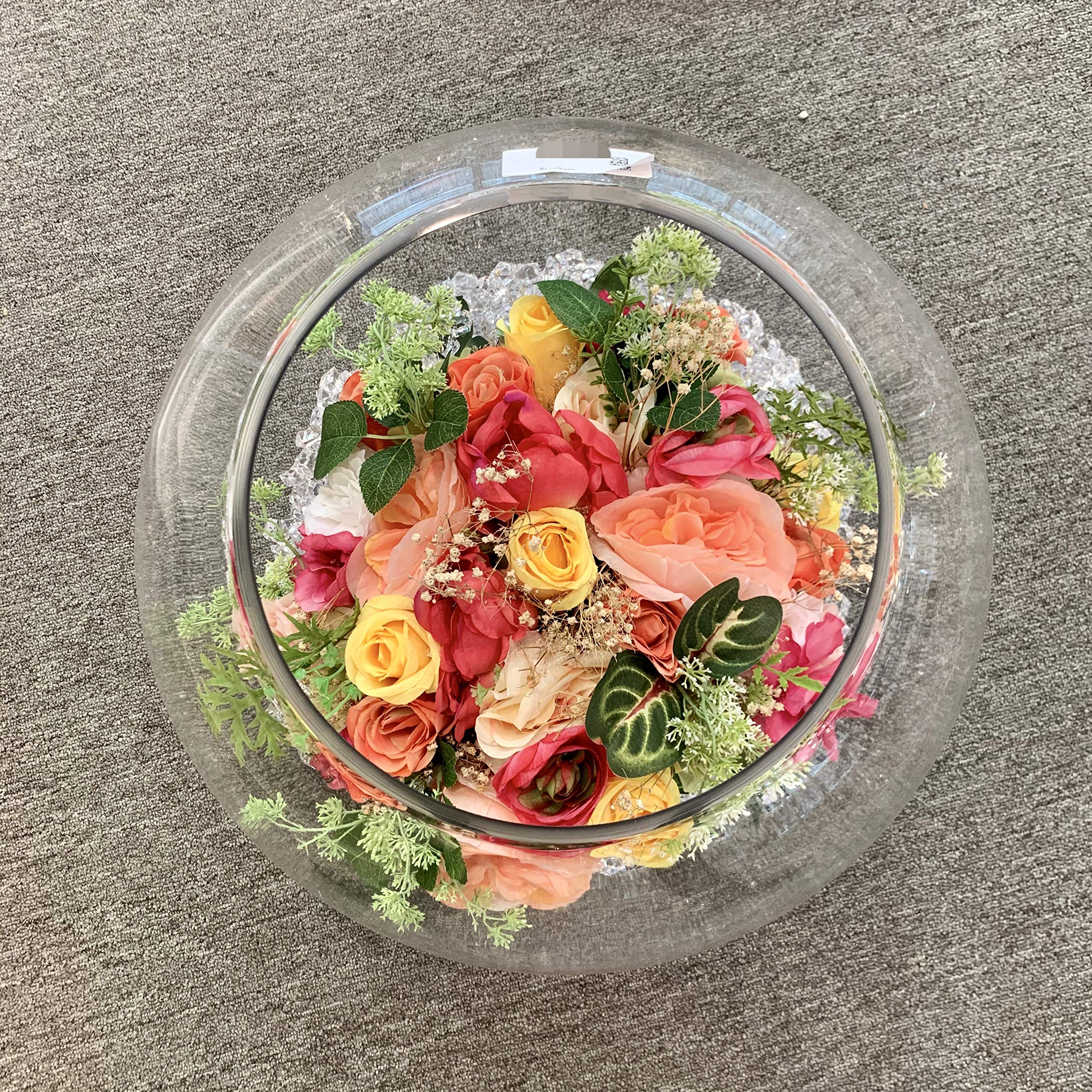 WGV 19-Inch Large Glass Vase - Clear Round Bubble Vase for Flowers, Centerpiece, Home Decor | 16