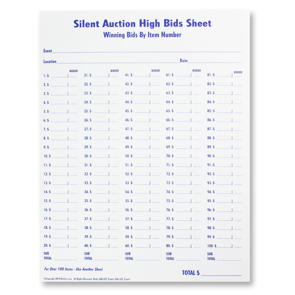 NCR High Bids Sheet - 2 Part or 3 Part Carbonless Copy Paper (10 Sheets/Pack) for Receipts, Invoices & Business Forms | Office & Retail Use
