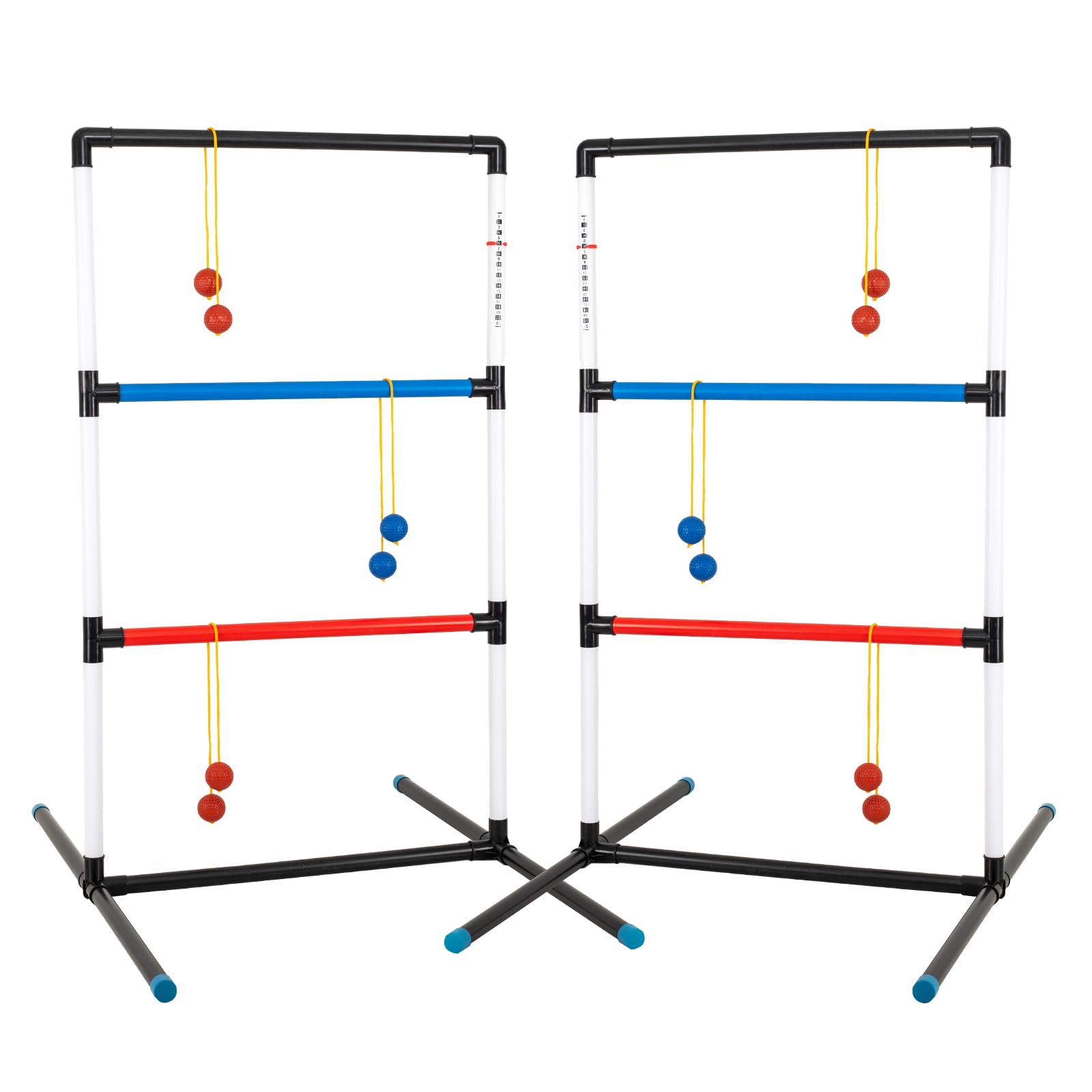 Premium Ladder Toss Game Set with 6 Rubber Balls & Carrying Case - Outdoor Backyard Lawn Games for Adults, Kids, Family - Perfect for Camping, Beach, BBQ Parties, Tailgating & Backyard Fun - Easy Setup & Portable (Black)