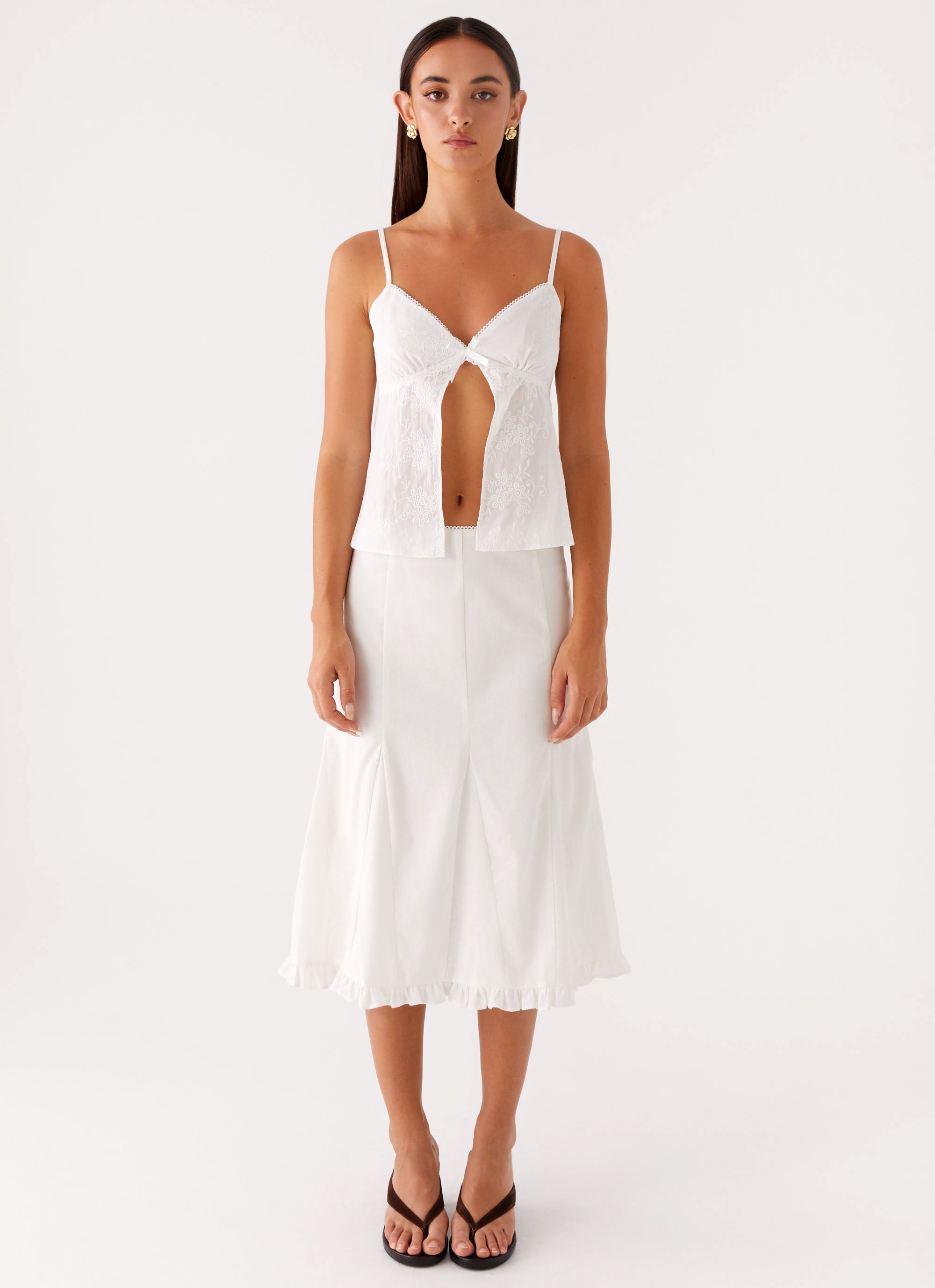 Irena Women's Cami Top - Soft Stretch White Tank Top for Layering, Casual Wear & Summer Outfits