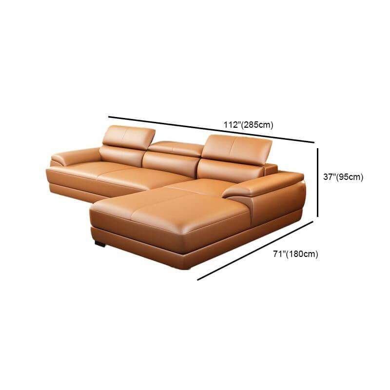 L-Shaped & Straight Cocoa Brown Sofa Chaise with Right & Horizontal Orientation - Perfect for Living Room, Lounge & Home Theater Seating