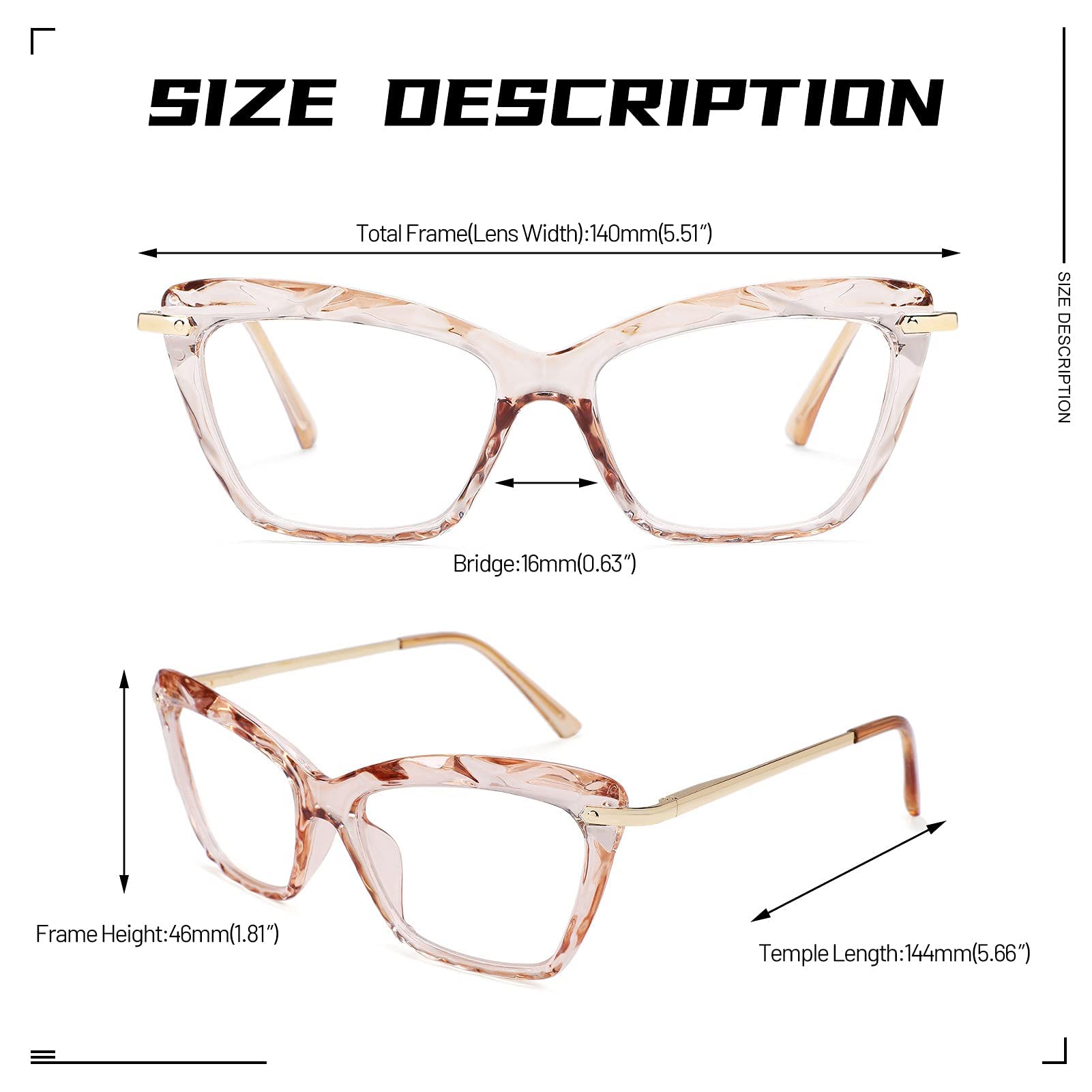 COASION Cat Eye Glasses for Women - Clear Non-Prescription Lenses, Small Lightweight Frame with Spring Hinges | Perfect for Reading, Computer Use & Fashion Accessories