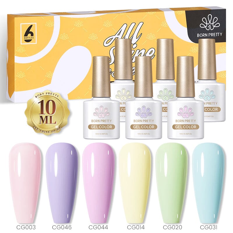BORN PRETTY Pastel 6 Colors Gel Nail Polish Set - 17ml & 10ml Bottles for DIY Manicure at Home, Salon & Party Nail Art