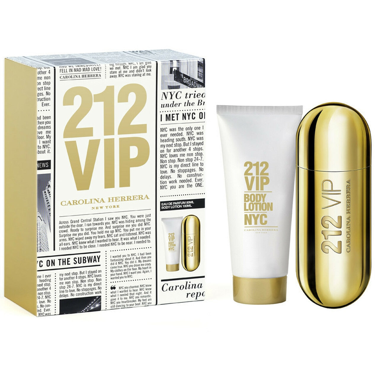 Carolina Herrera 212 VIP Eau de Parfum 2.7 oz & Body Lotion 3.4 oz - 2 Piece Women's Perfume Gift Set for Her, Birthday & Anniversary Present - Day to Night Fragrance for Work, Date Night & Special Occasions