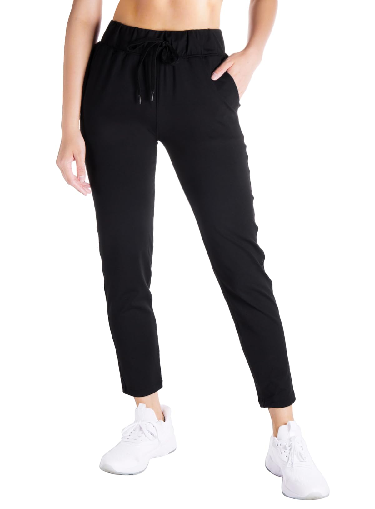 Yogipace Women's 7/8 On The Fly Pants - Petite/Regular/Tall Sizes - Drawstring Casual Lounge Joggers & Travel Sweatpants - Perfect for Yoga, Running Errands & Airplane Travel
