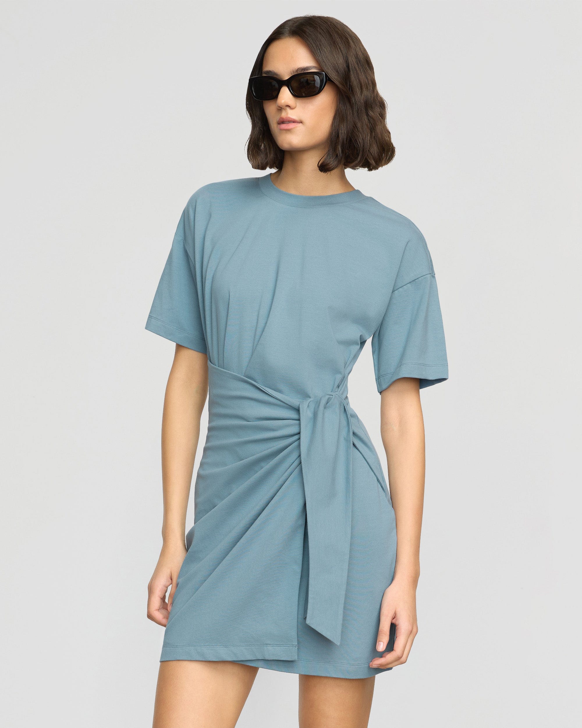 Fallon Organic Cotton Wrap Dress - Women's Casual T-Shirt Dress for Summer & Travel | Eco-Friendly & Comfortable Outfit for Beach, Office & Everyday Wear
